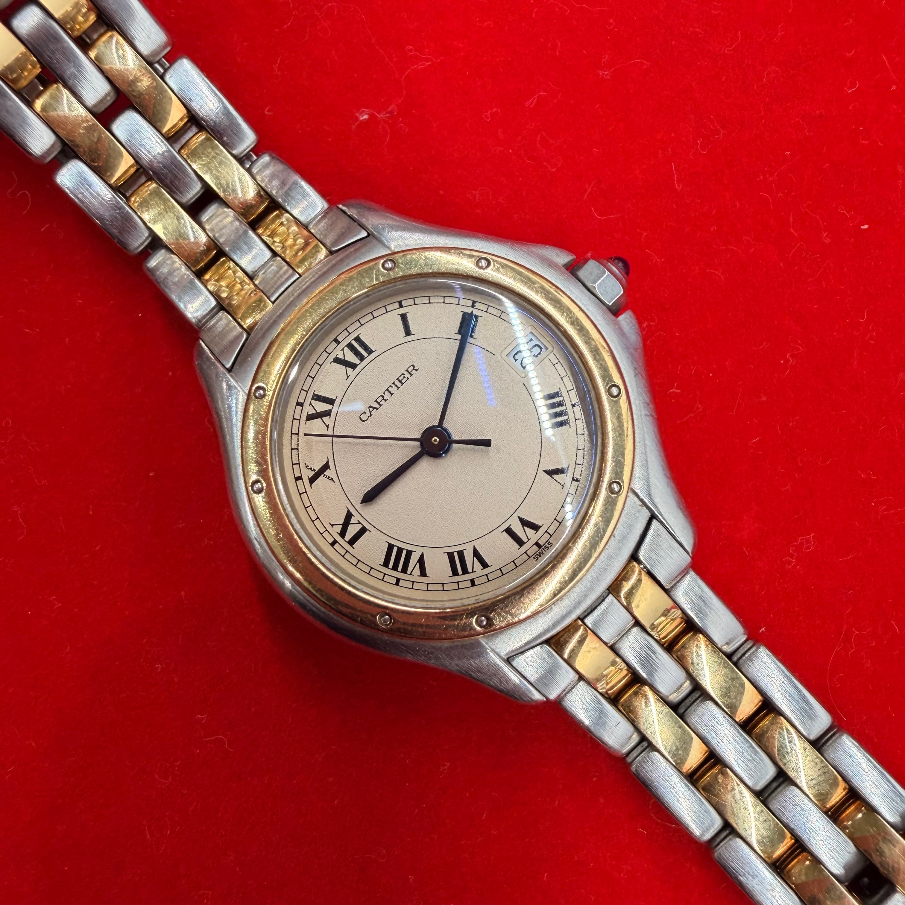 Cartier Cougar 18K & Stainless Steel Quartz Wrist Watch 6.75”