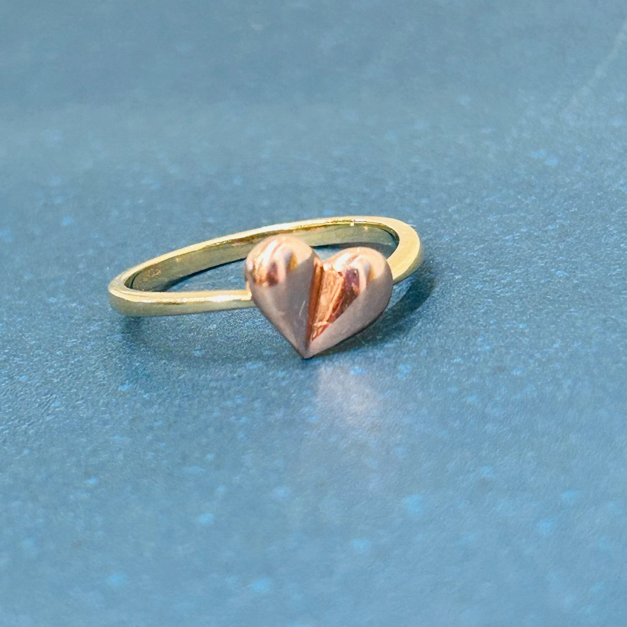 14k Yellow & Rose Gold Heart Ring Size 7