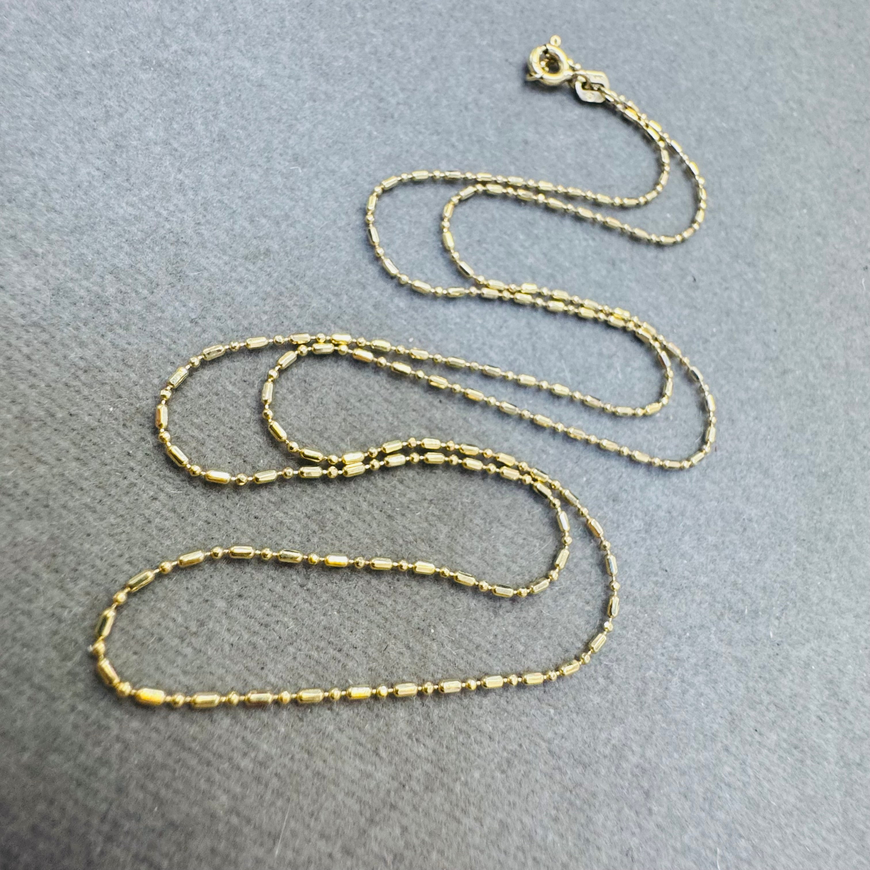 Solid 14K Yellow Gold  18” 1mm Dot Dash Ball Chain Necklace