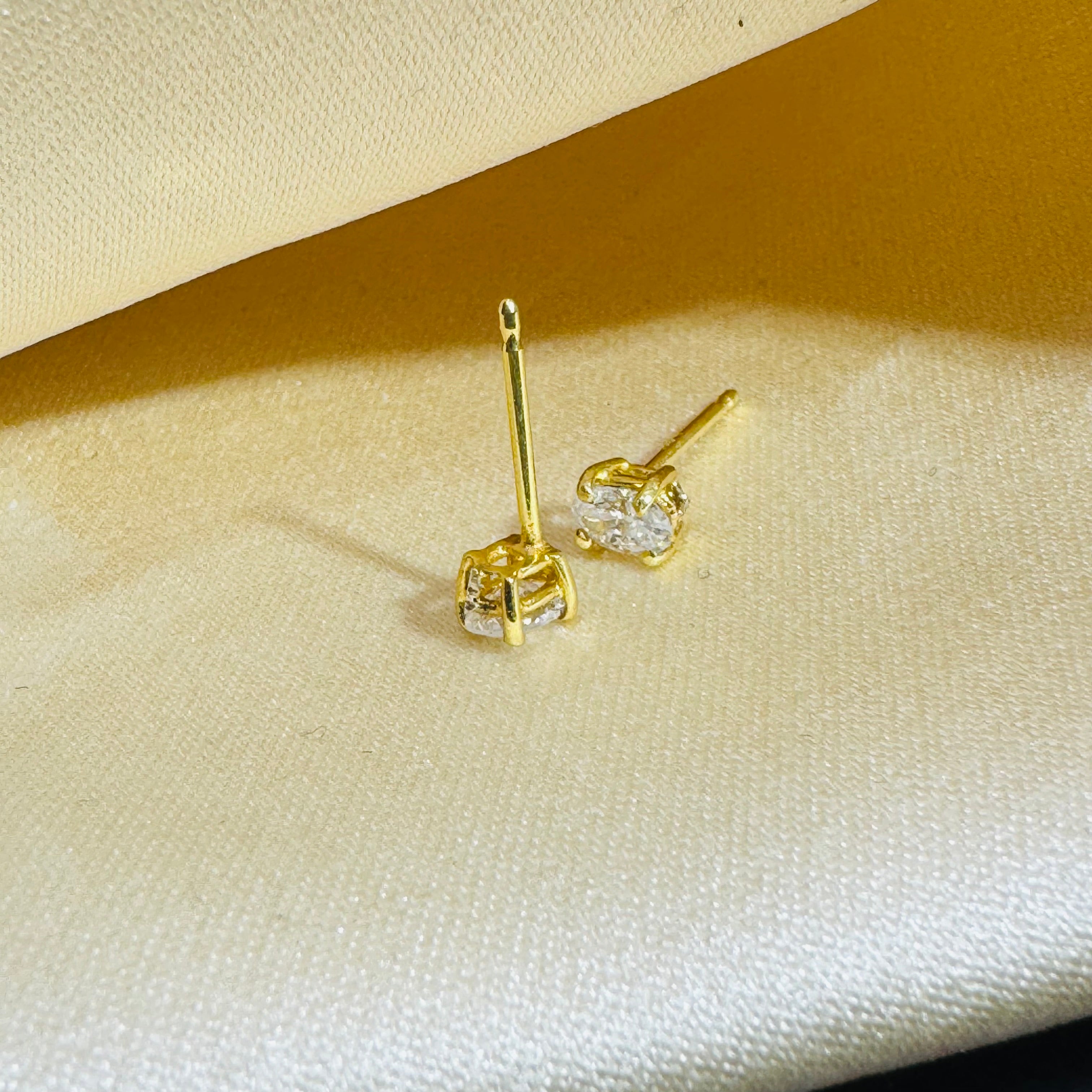 .44CT Natural Oval Diamond Stud Earrings in 14K Yellow Gold