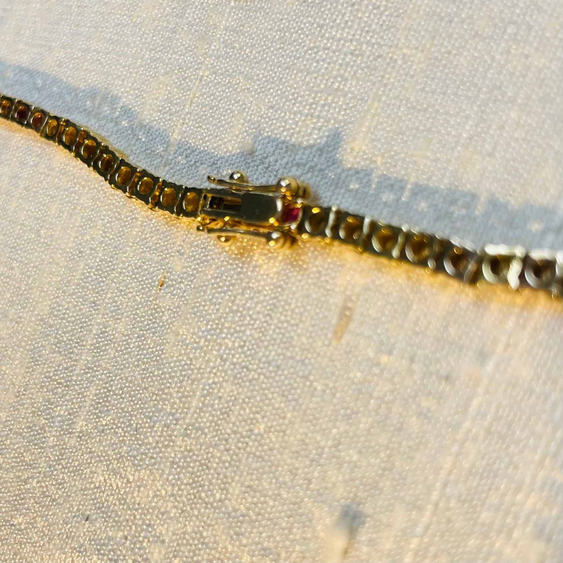 Natural Ruby Tennis Necklace 14K Yellow Gold