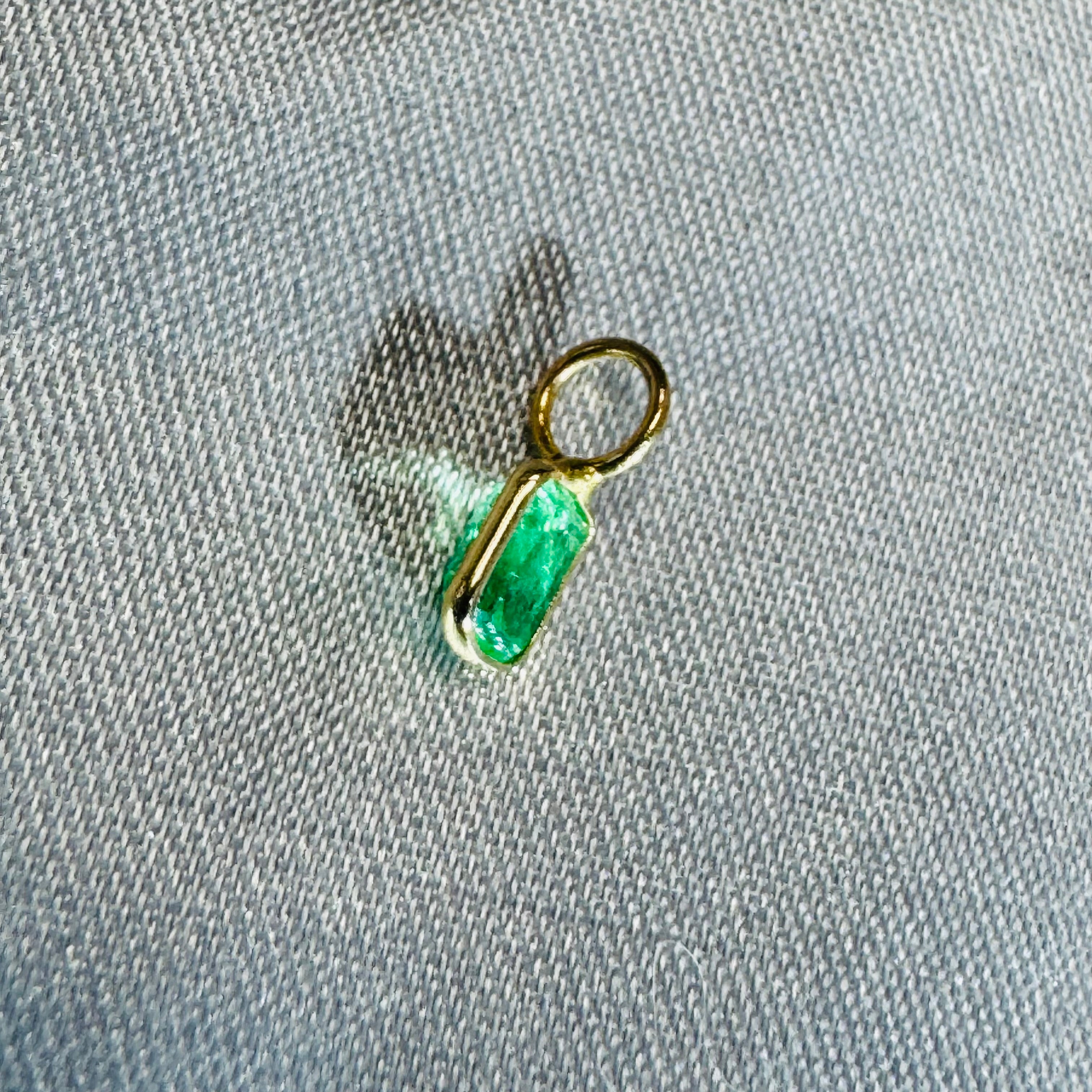 Emerald Charm Pendant 14K Yellow Gold