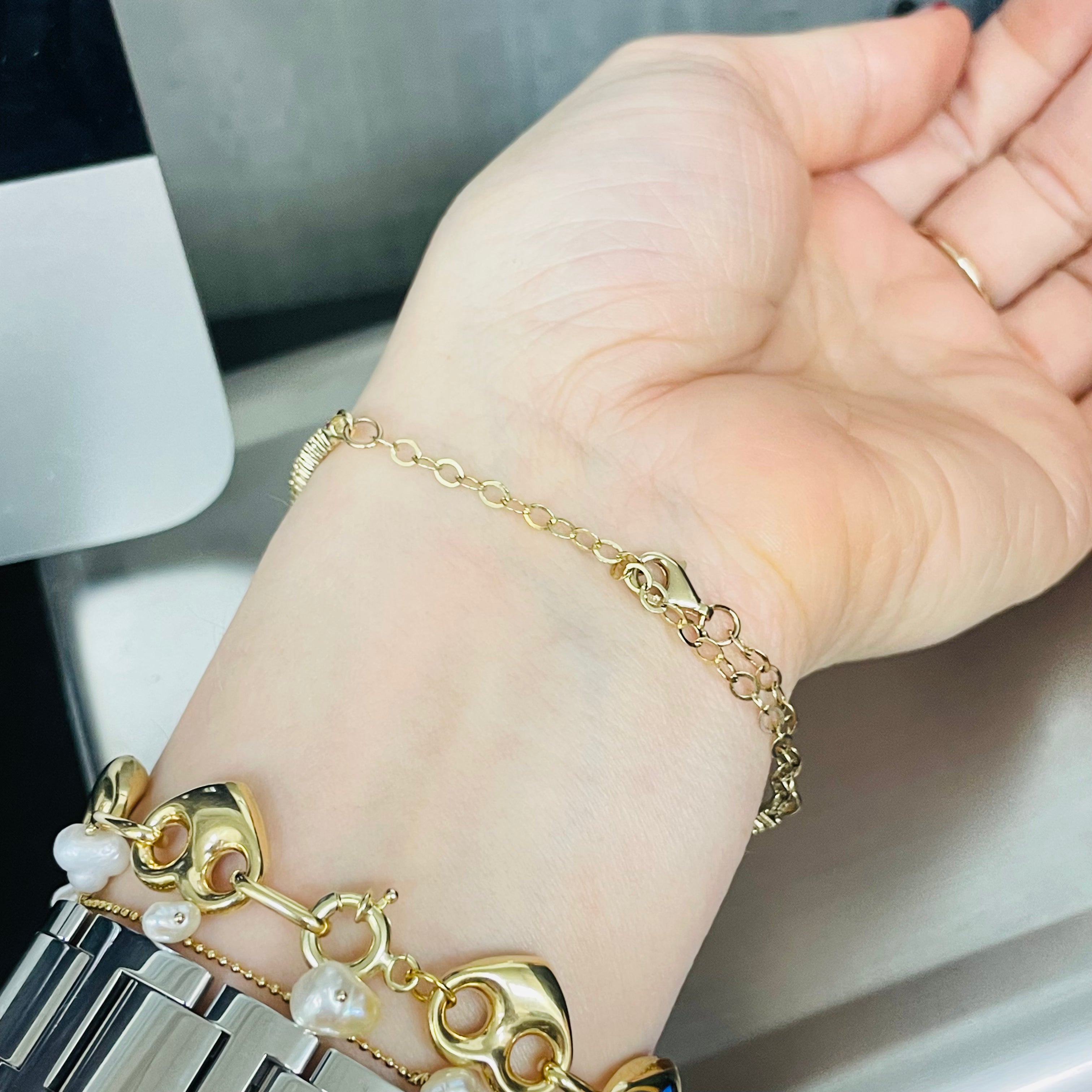 Ruby and Diamond 14K Yellow Gold Flexible Half Bangle Bracelet
