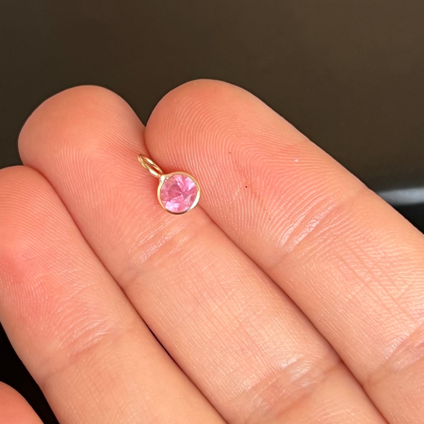 Cotton Candy Pink Tourmaline 14K Yellow Gold Pendant Charm