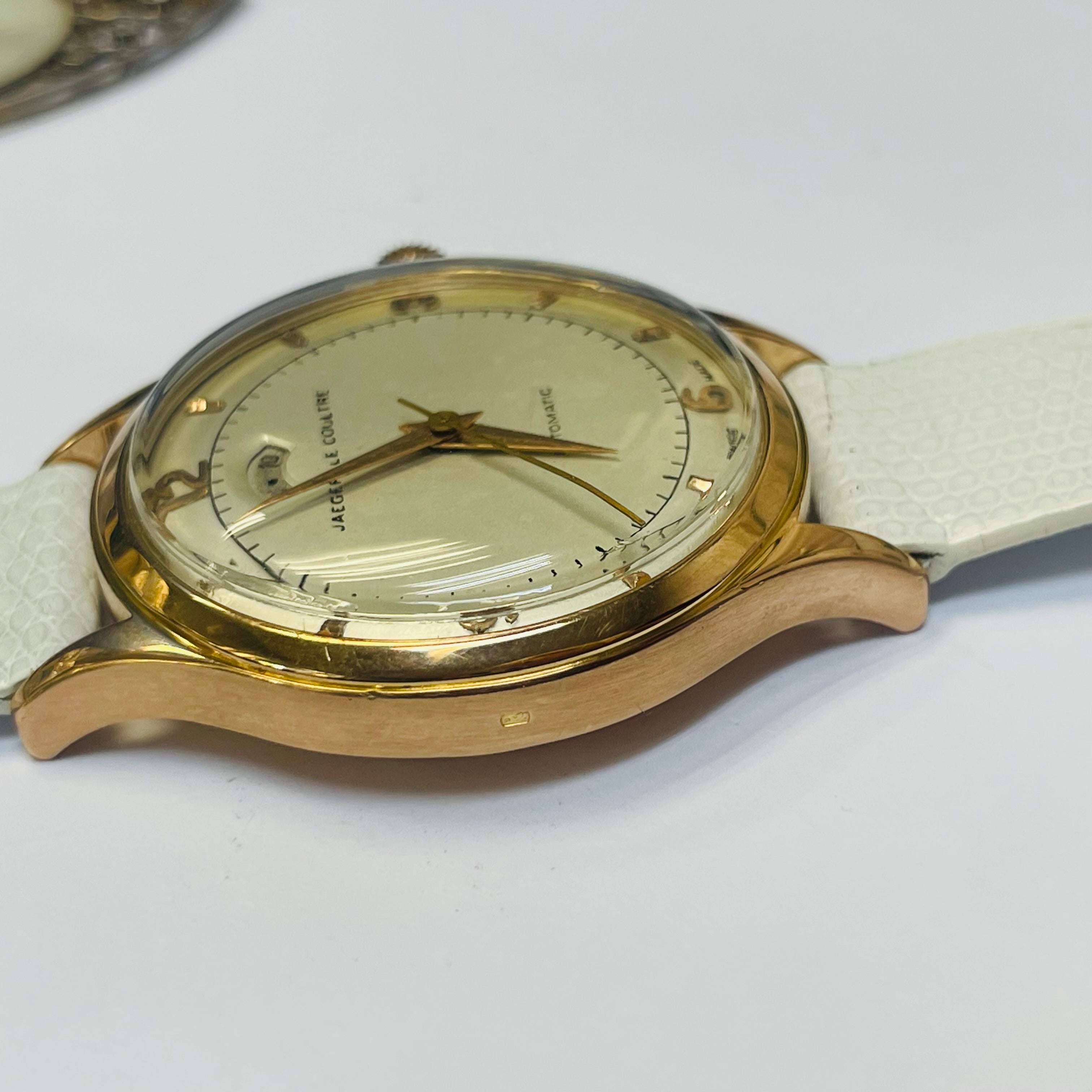 34mm Jaeger-LeCoultre Solid 18K Rose Gold Power Reserve Bumper Automatic Wristwa