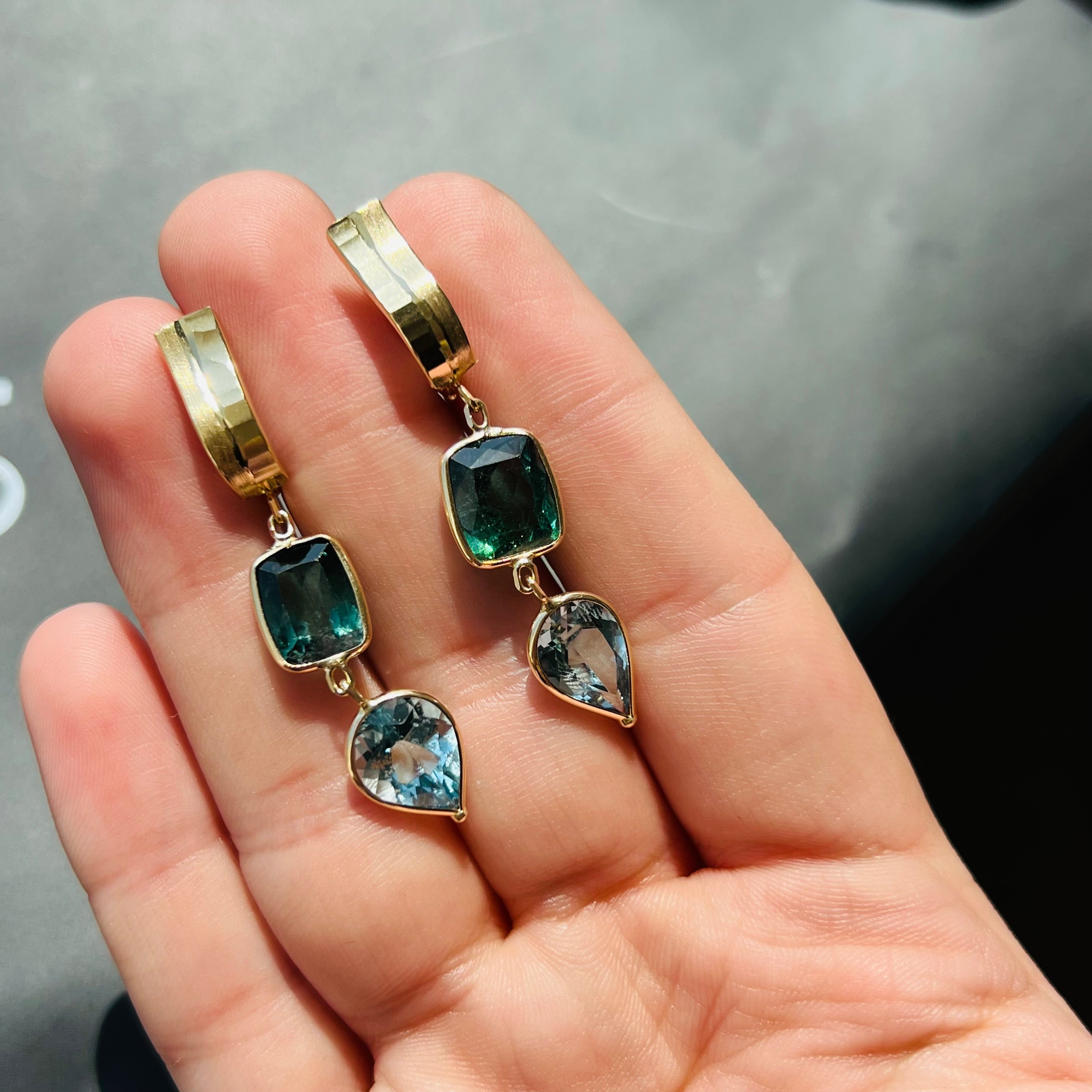 14K Yellow Gold Tourmaline Earrings