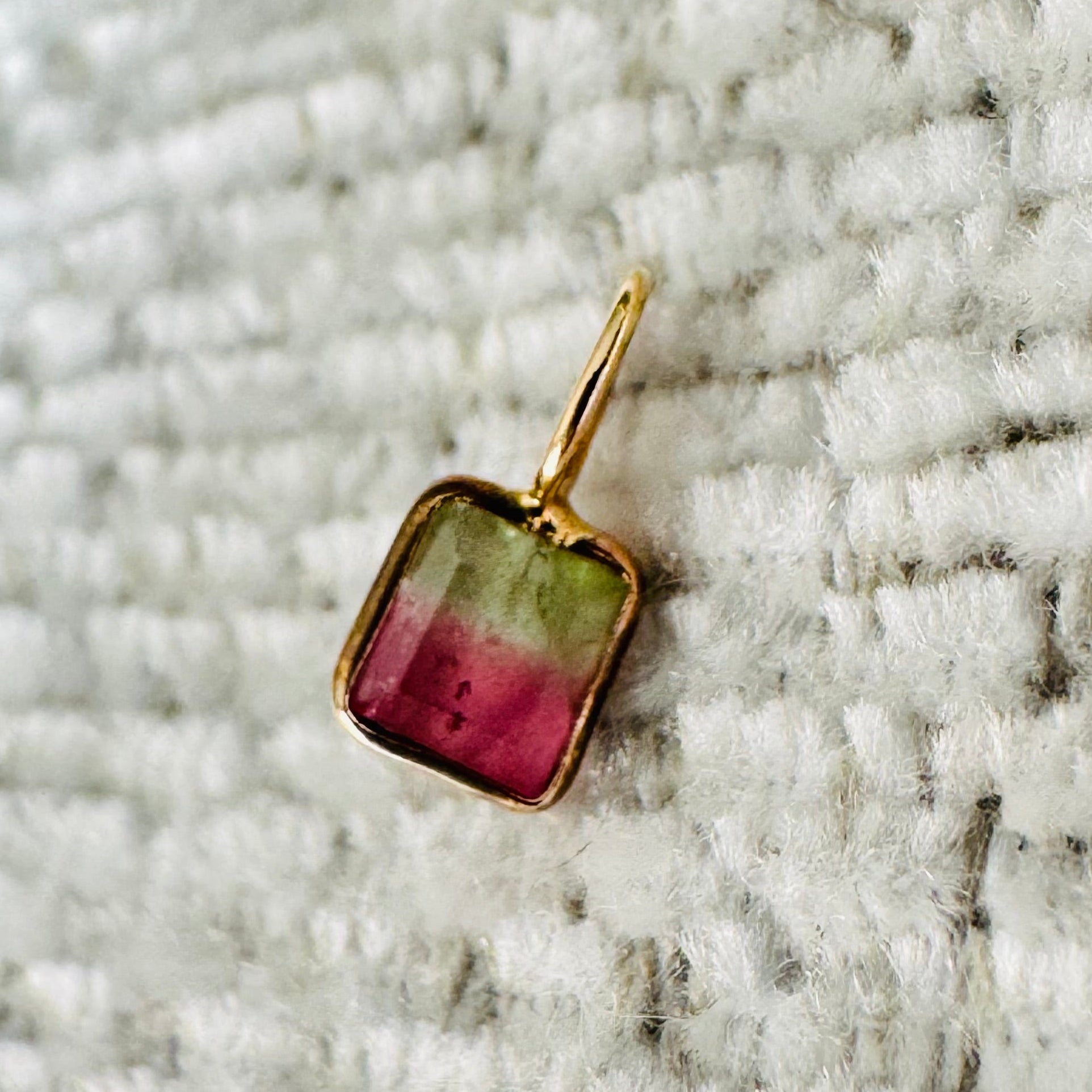 Bi Color Tourmaline 14K Yellow Gold Charm Pendant