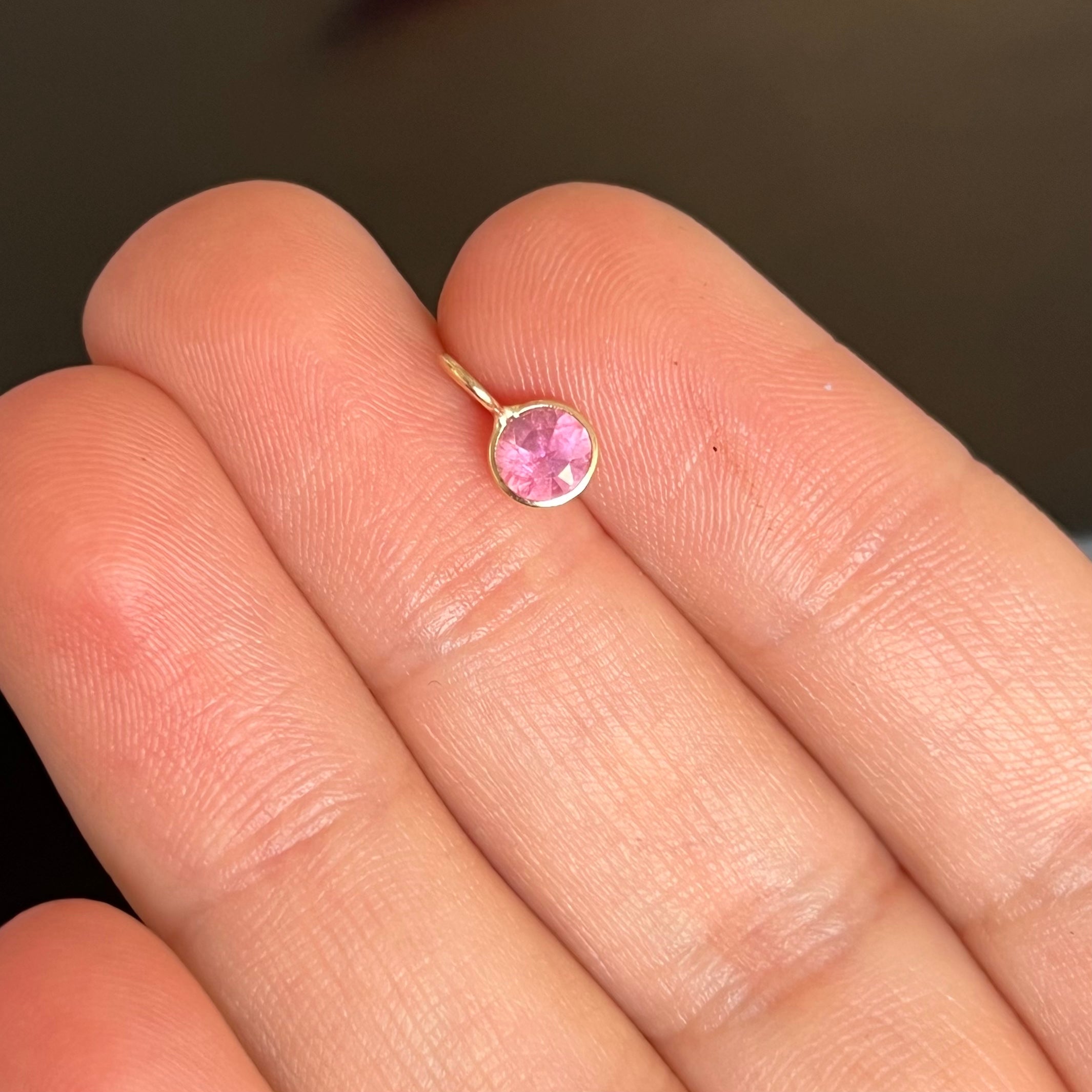 Cotton Candy Pink Tourmaline 14K Yellow Gold Pendant Charm