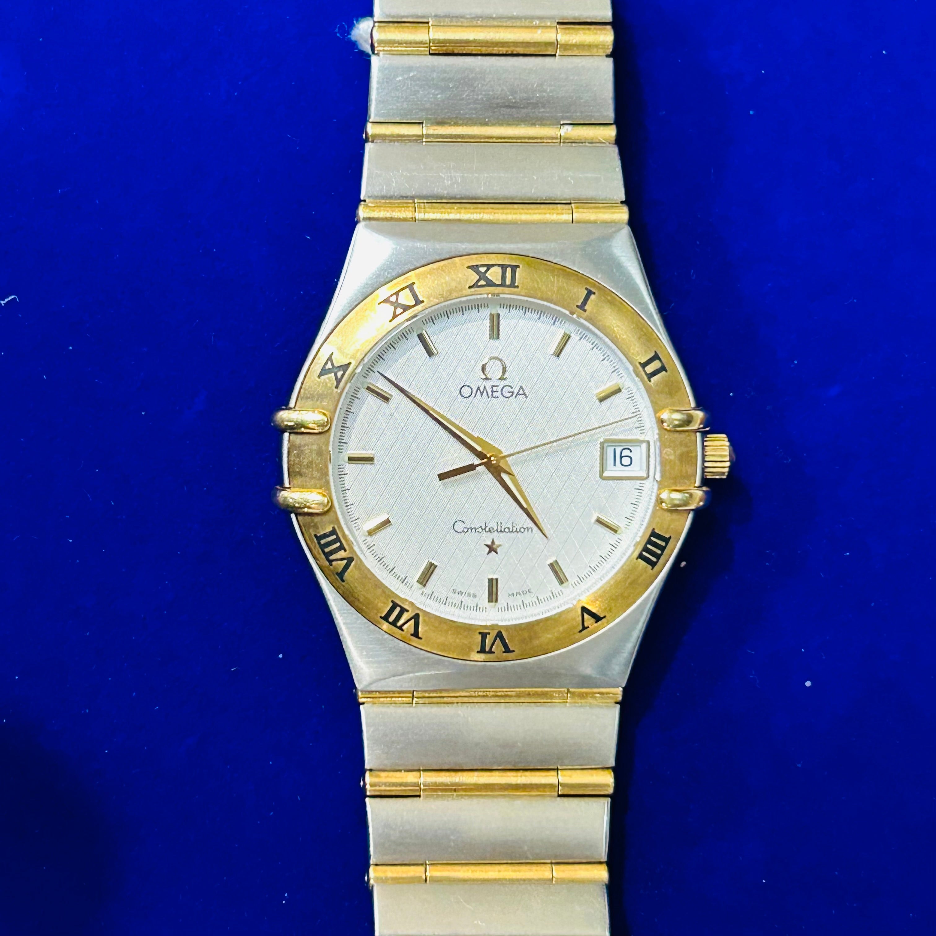 Omega Constellation Quartz 18k Yellow Gold Steel 33mm Quartz 6.5"