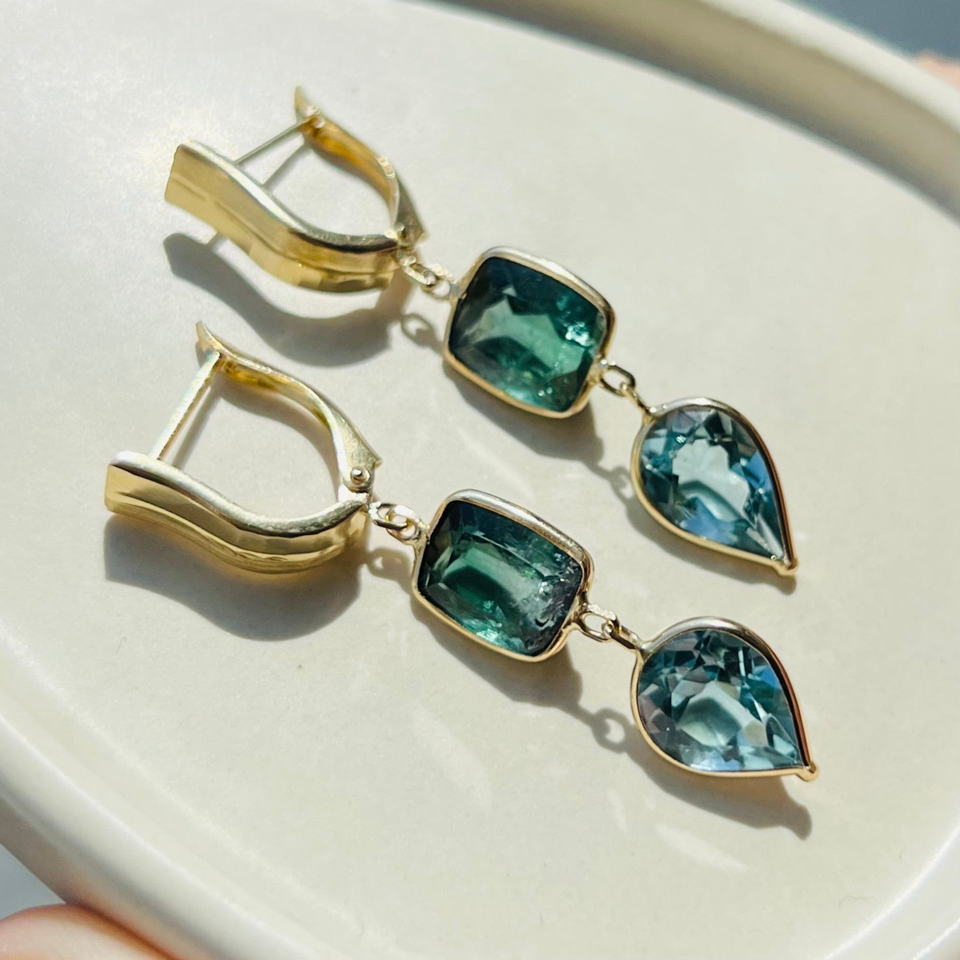14K Yellow Gold Tourmaline Earrings