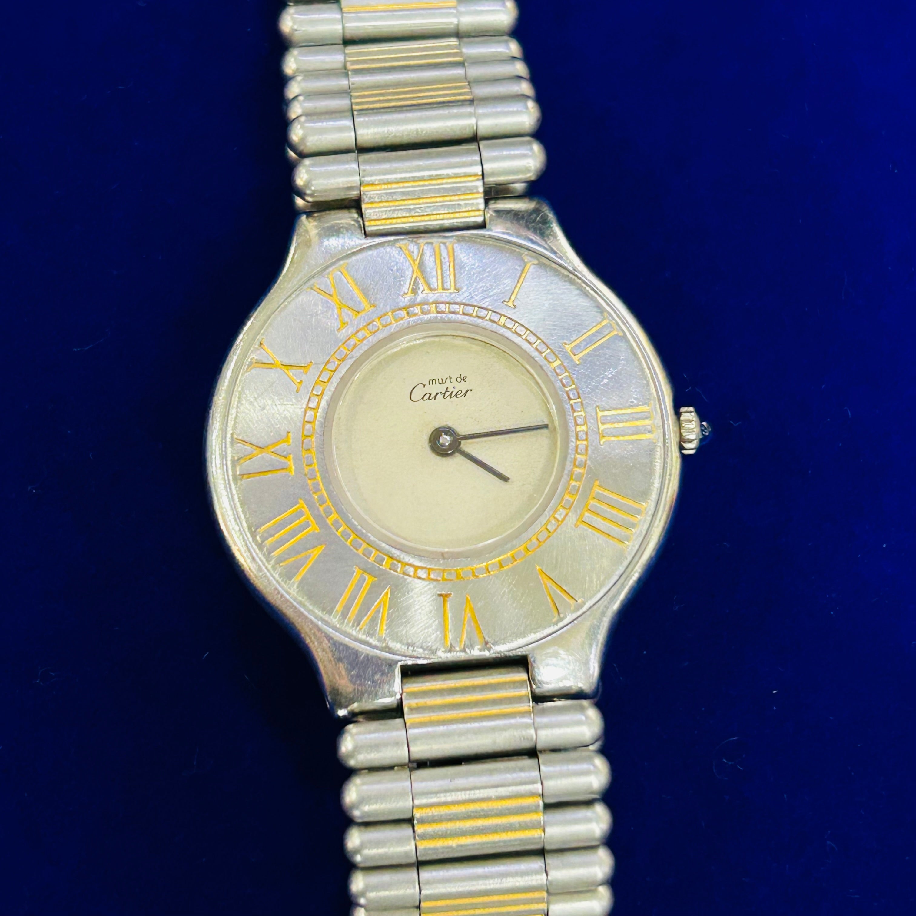 Cartier Must 21 28mm, White No Marker dial, Stainless Steel Link Metal Bracelet, Unisex Used Watch