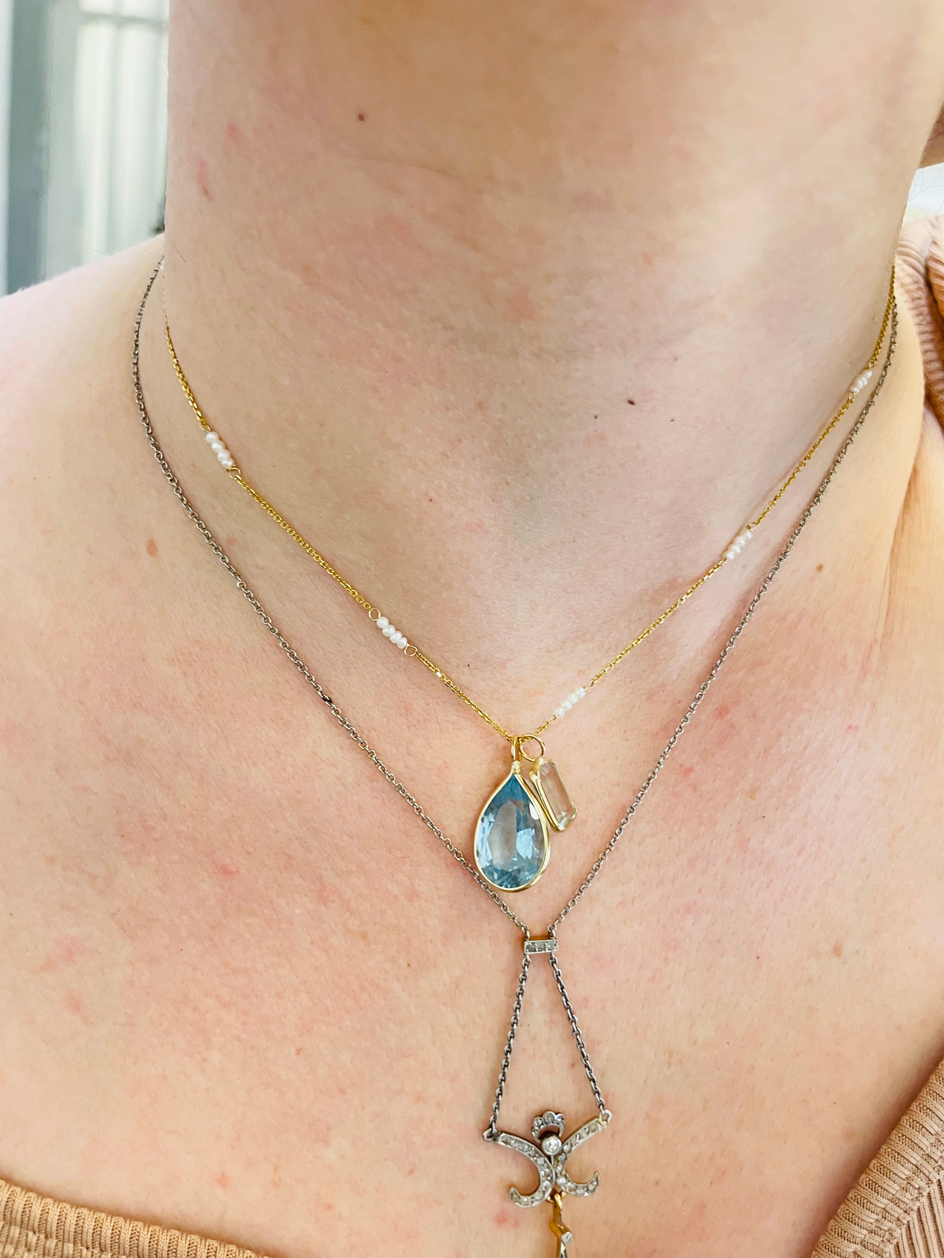 Fresh Water Pearl 14K Yellow 16” Station Necklace
