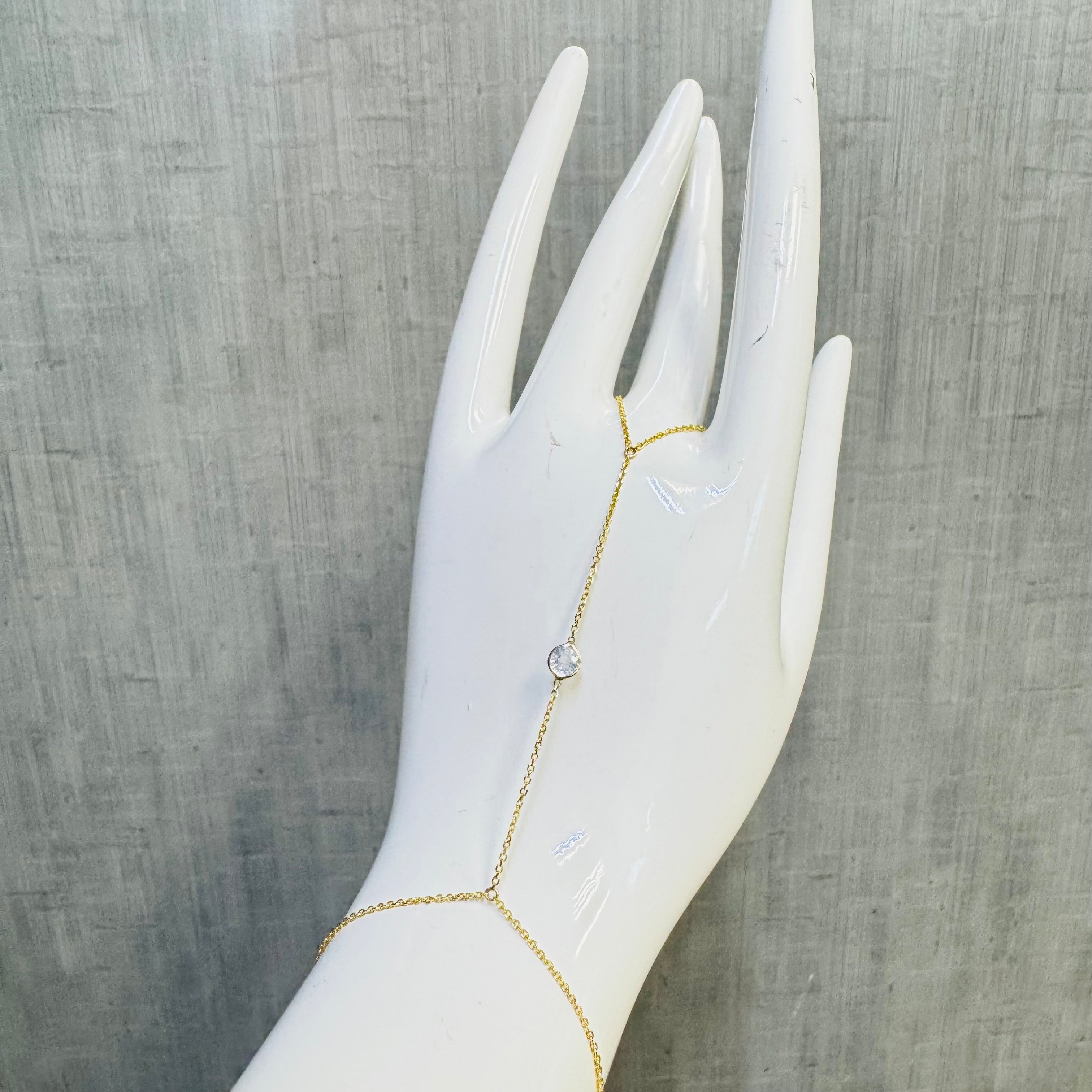 14K Yellow Gold Opalescent Light Blue Sapphire Handchain