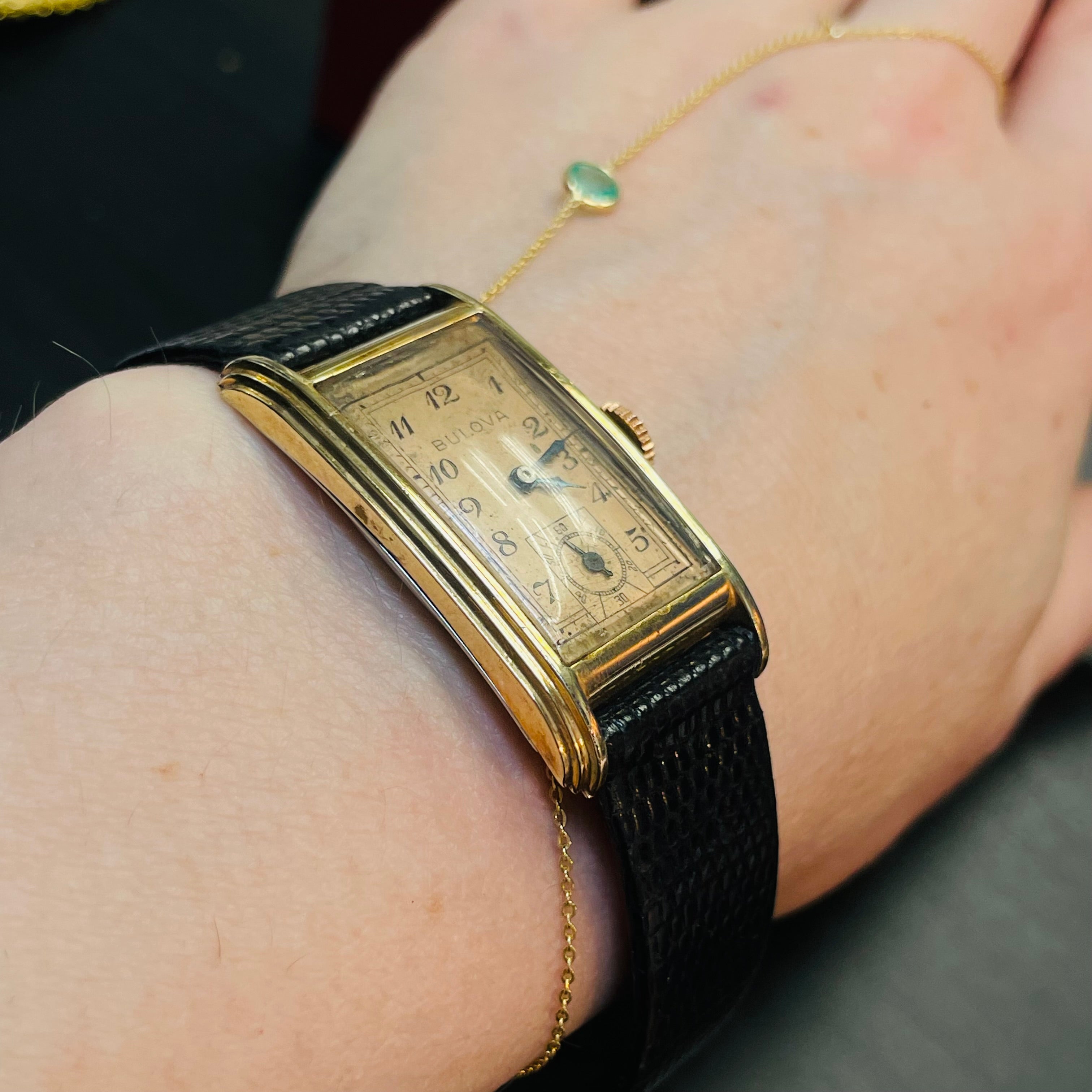 20x30mm Bulova Antique Tank Watch Rose Gold Filled Wristwatch