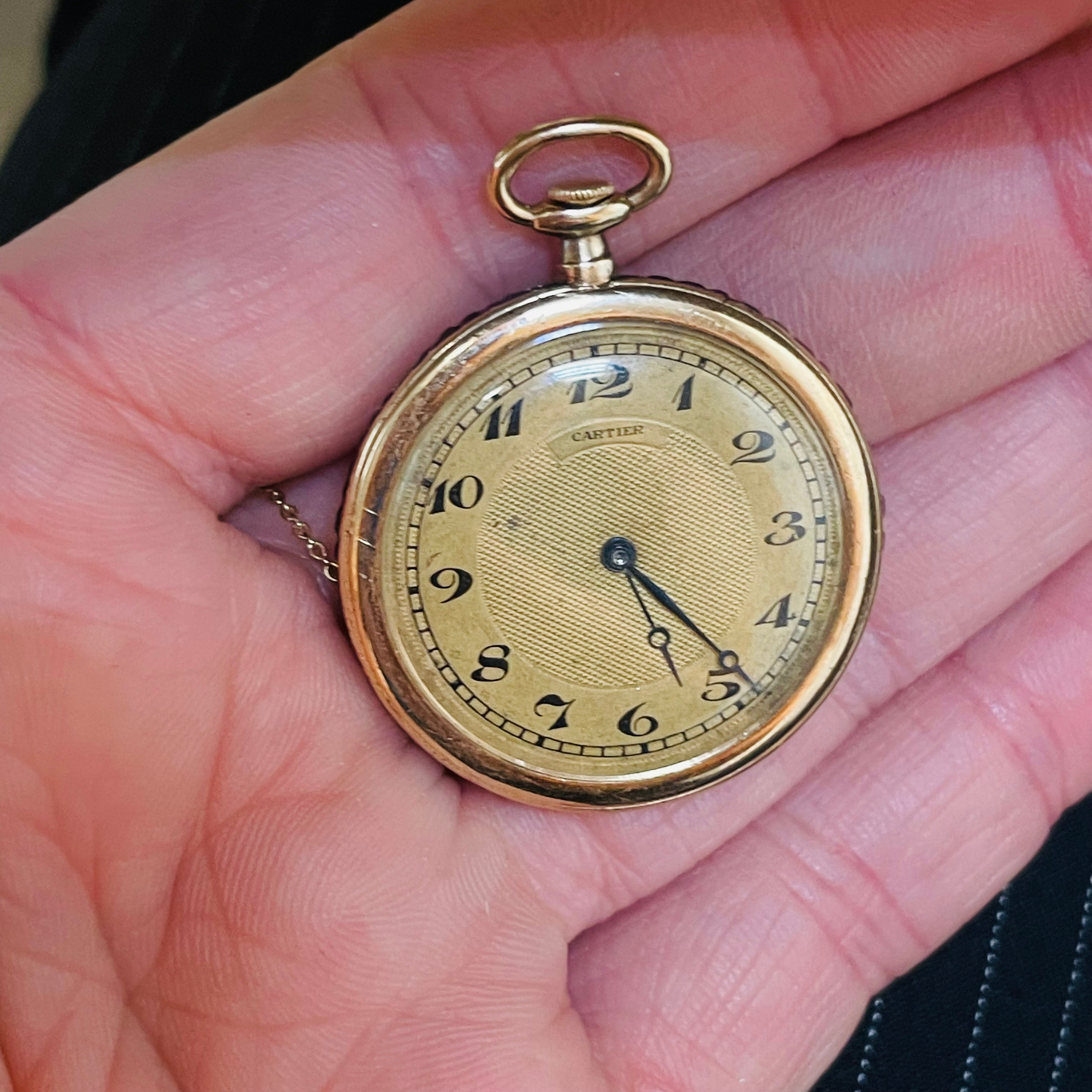 30mm Antique Cartier Ruby Pocket Watch