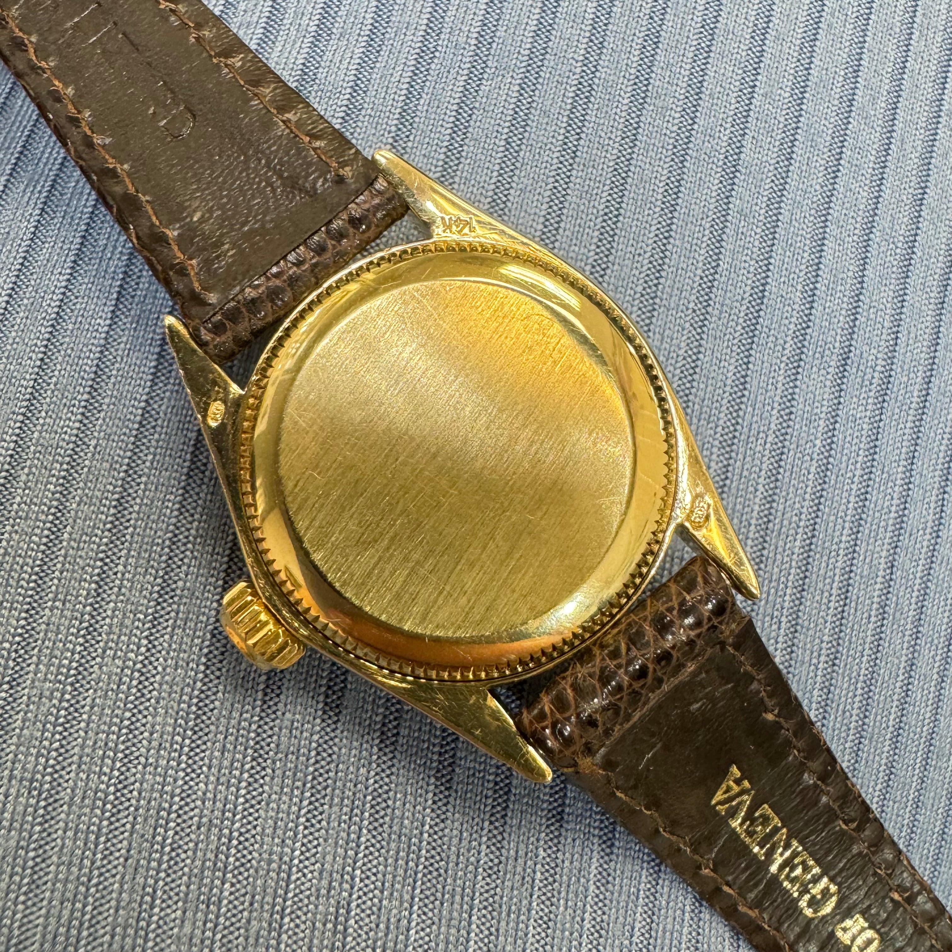 Vintage Ladies 26MM Diamond Dial and Leather Band Rolex Watch