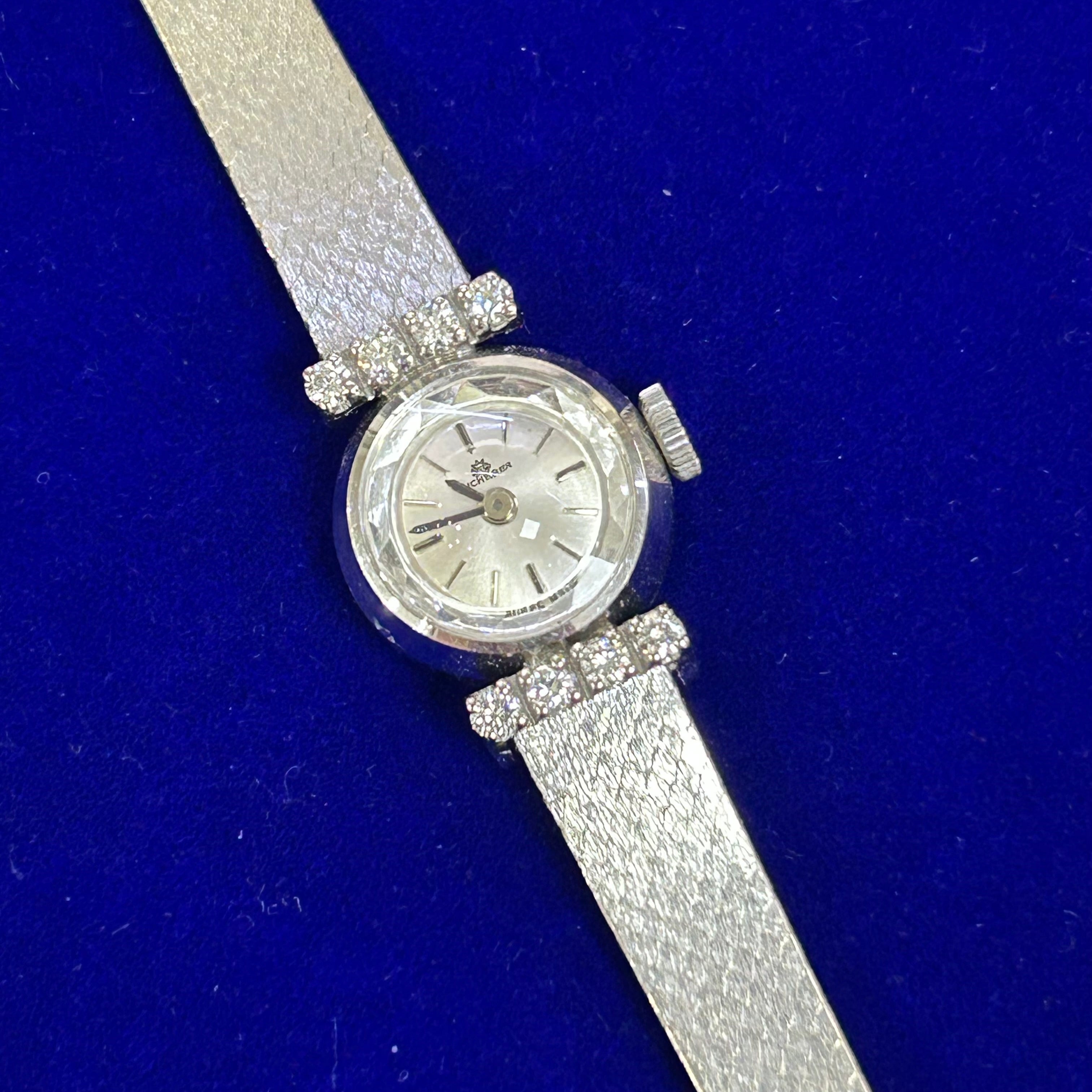 Bucherer Diamond 18K White Gold Vintage Ladies Wristwatch