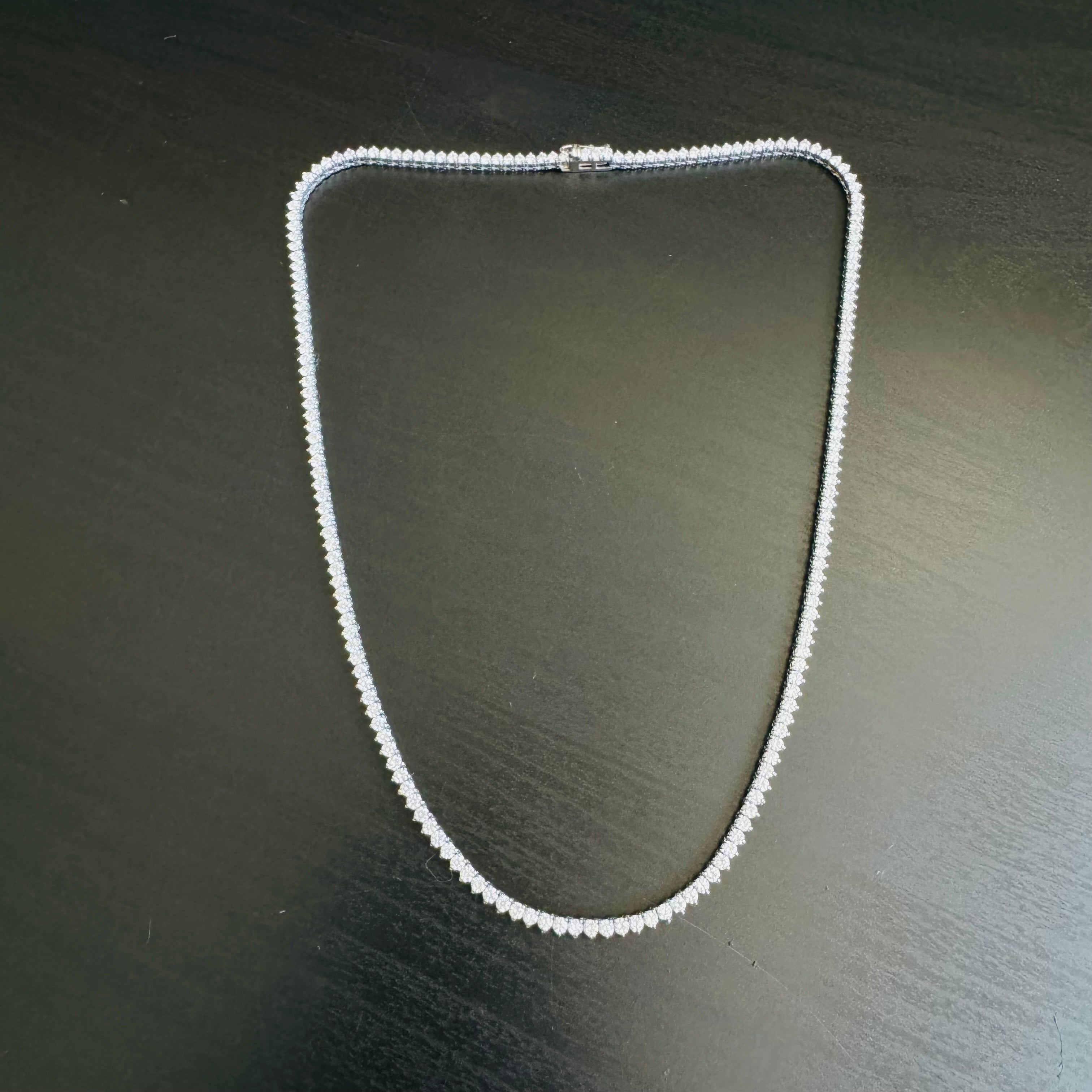 7.82CT Natural Diamond Tennis Necklace Three Prong 14K White Gold 17”