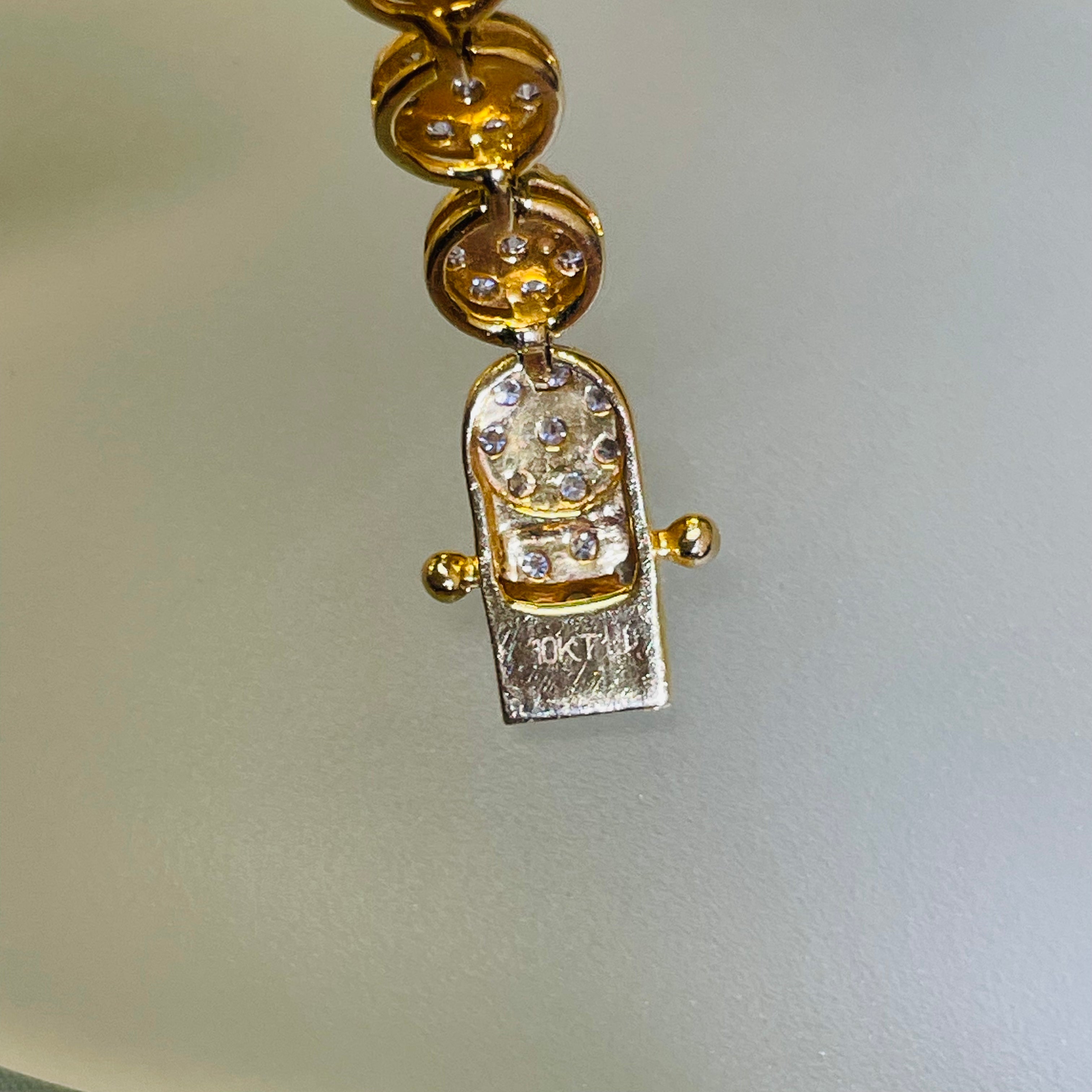 10K Yellow Gold 2.5CT Diamond Round Cluster Tennis Bracelet 8”
