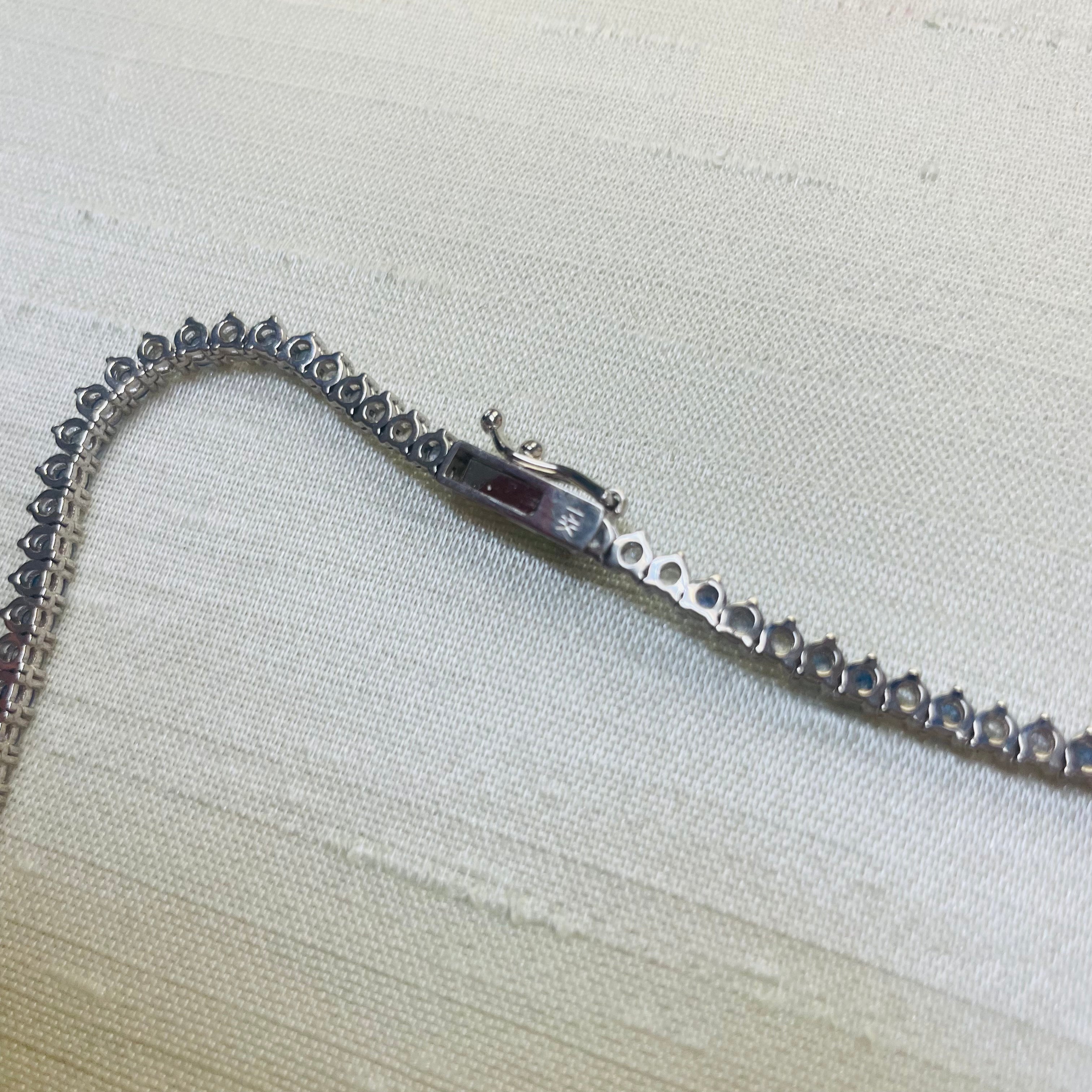 20.3CT Natural Sapphire Riviera Tennis Necklace 14K White Gold 18”