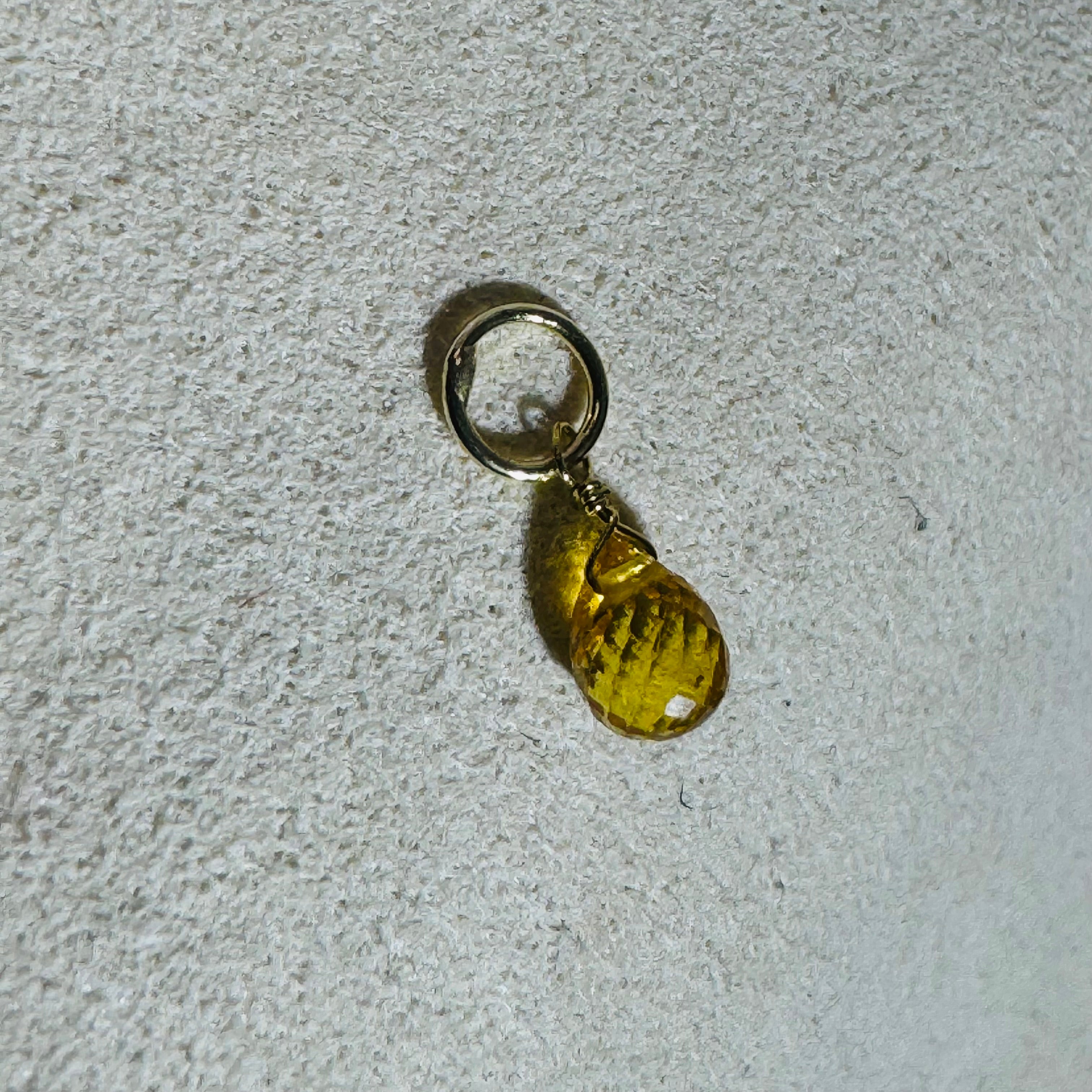 Natural Yellow Sapphire 14K Yellow Gold Briolette Charm