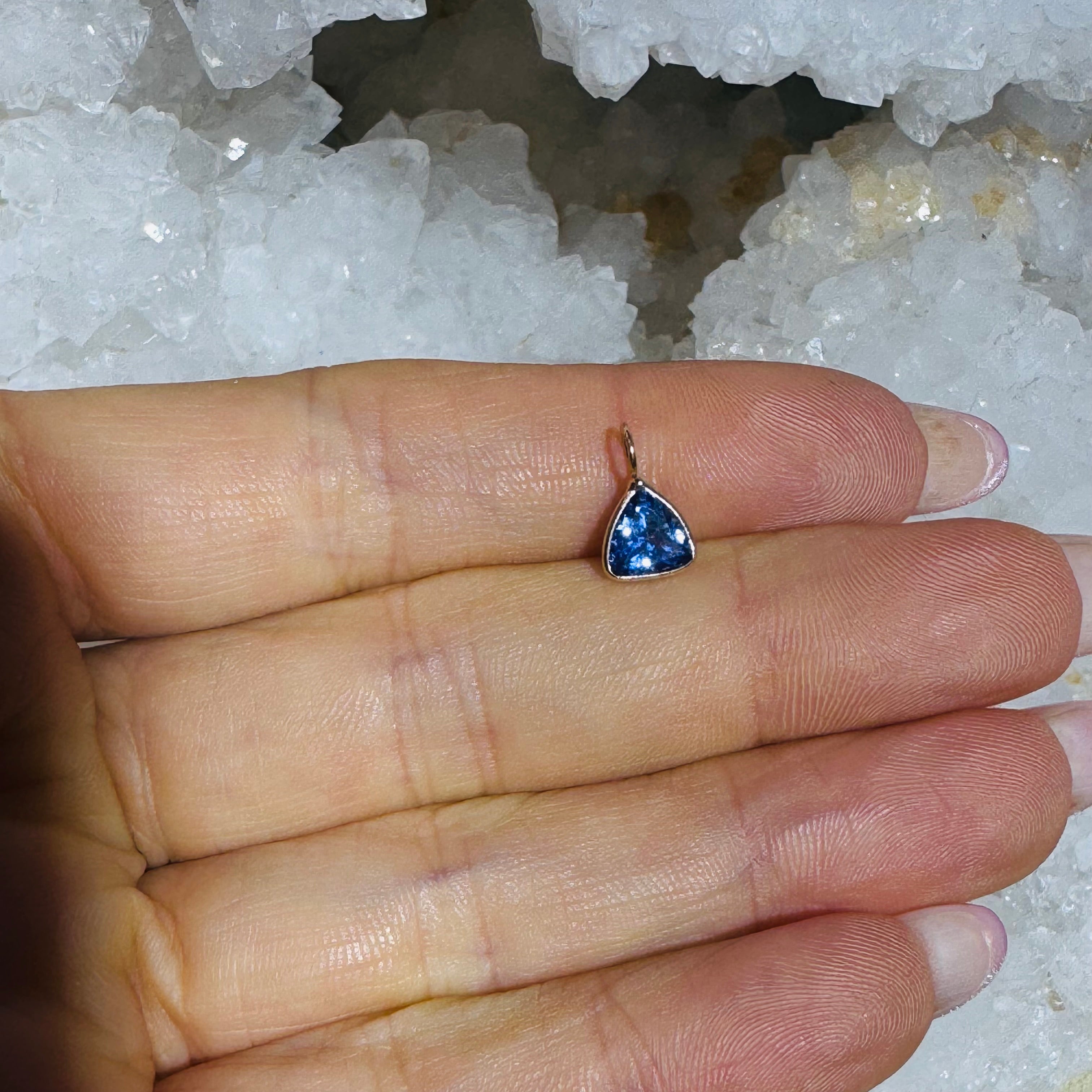 Natural Trillion Tanzanite 14K Gem Charm Pendant