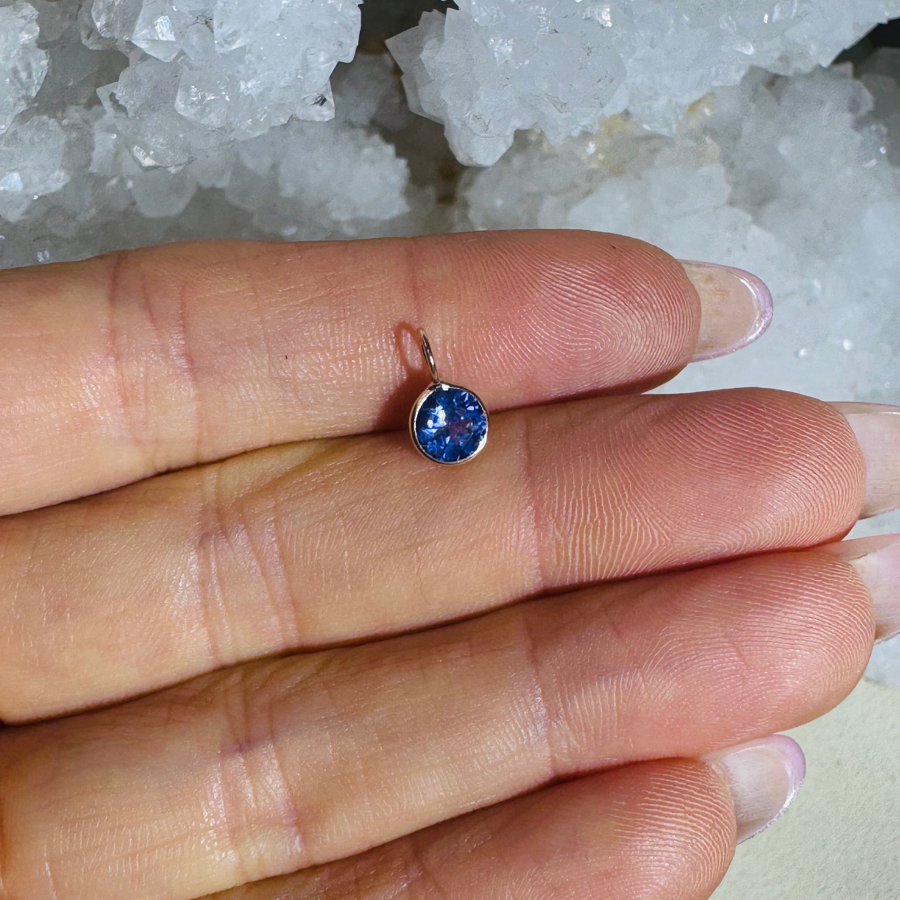 Natural Round Tanzanite 14K Gem Charm Pendant