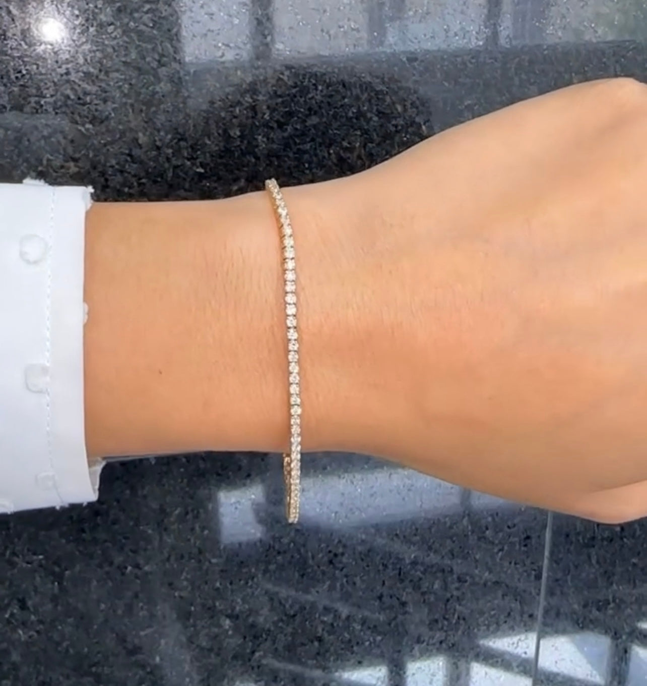 14K 2ctw natural diamond tennis bracelet 7”