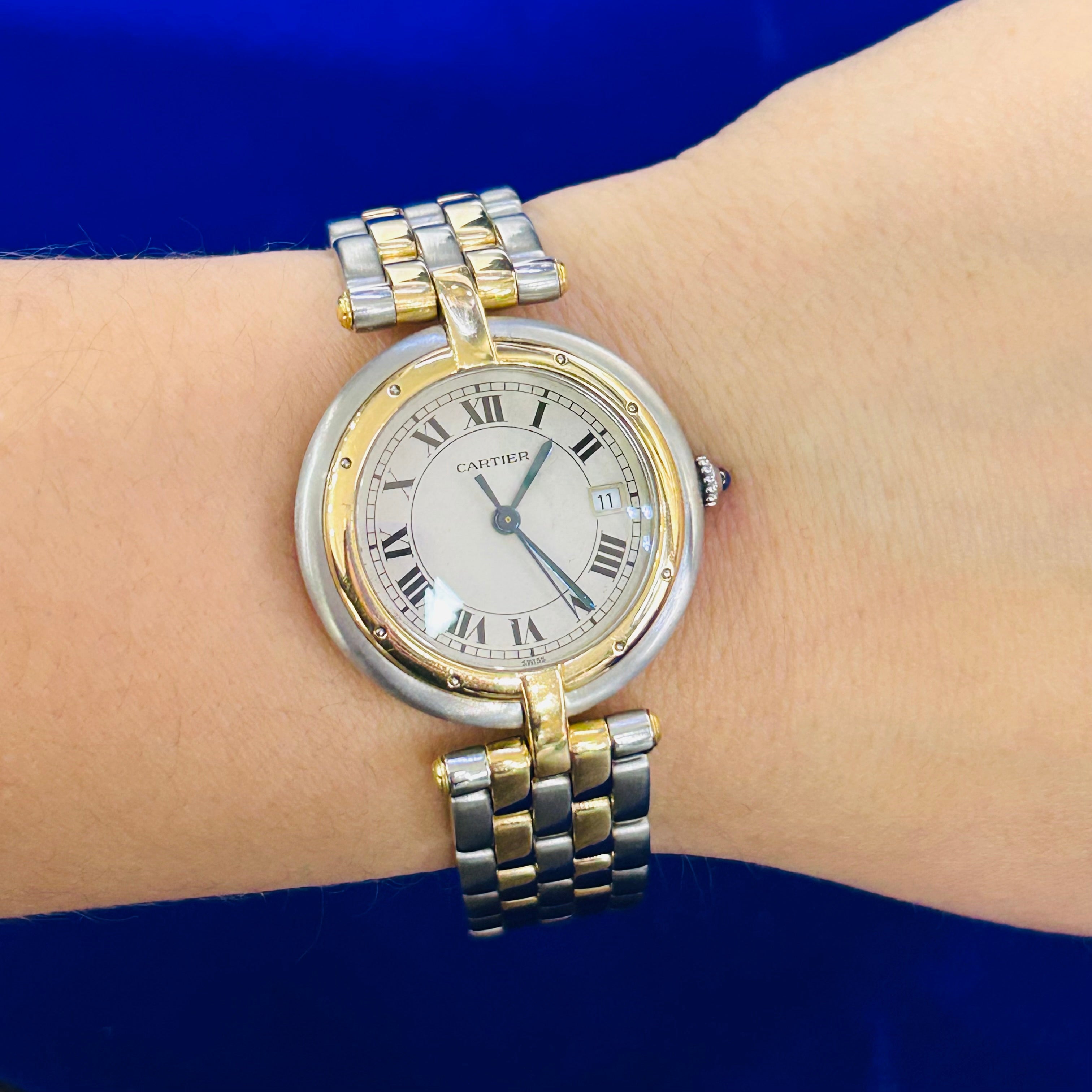 Cartier Vendome 30mm Two-Tone Two Row Gold Quartz Watch Circa 1990' 6.75"