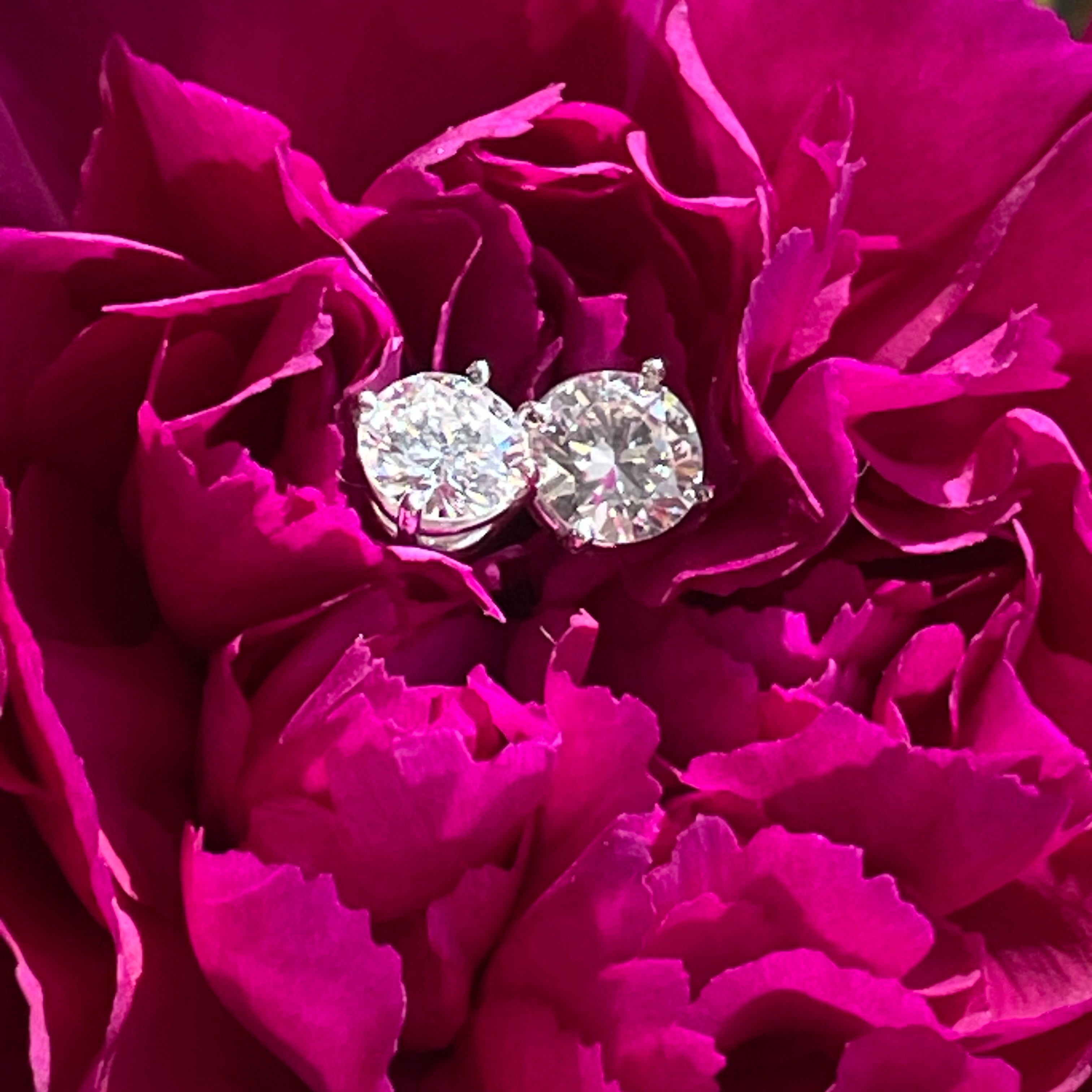 1.4CT Round Brilliant Diamond Stud Earrings 14K White Gold