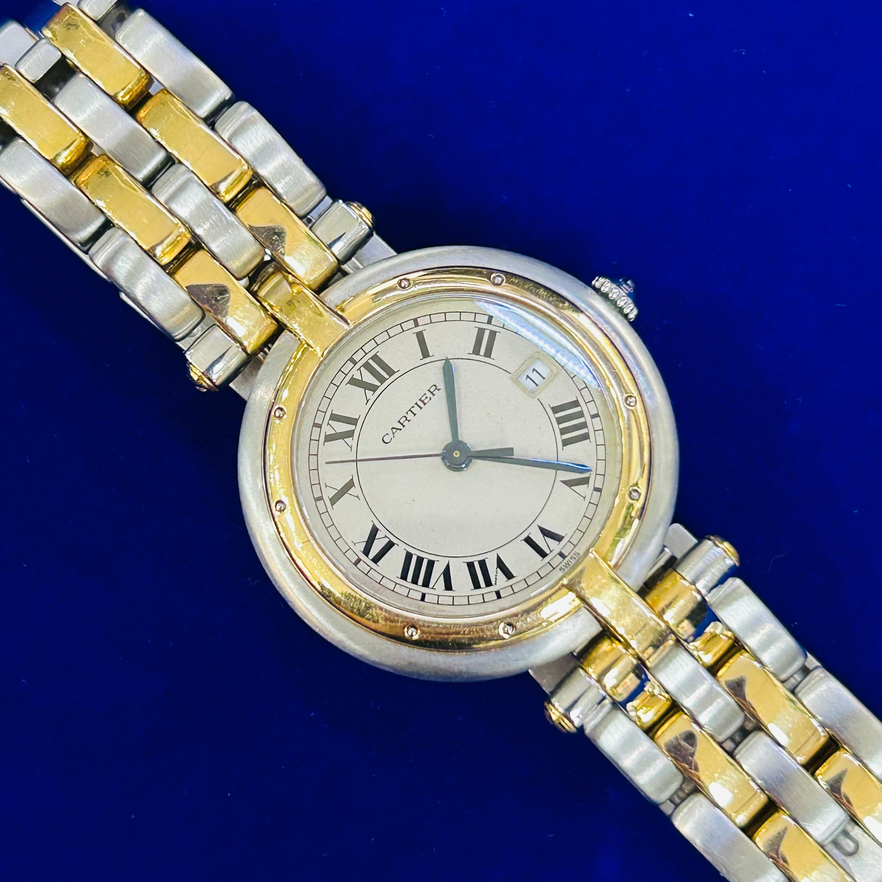 Cartier Vendome 30mm Two-Tone Two Row Gold Quartz Watch Circa 1990' 6.75"