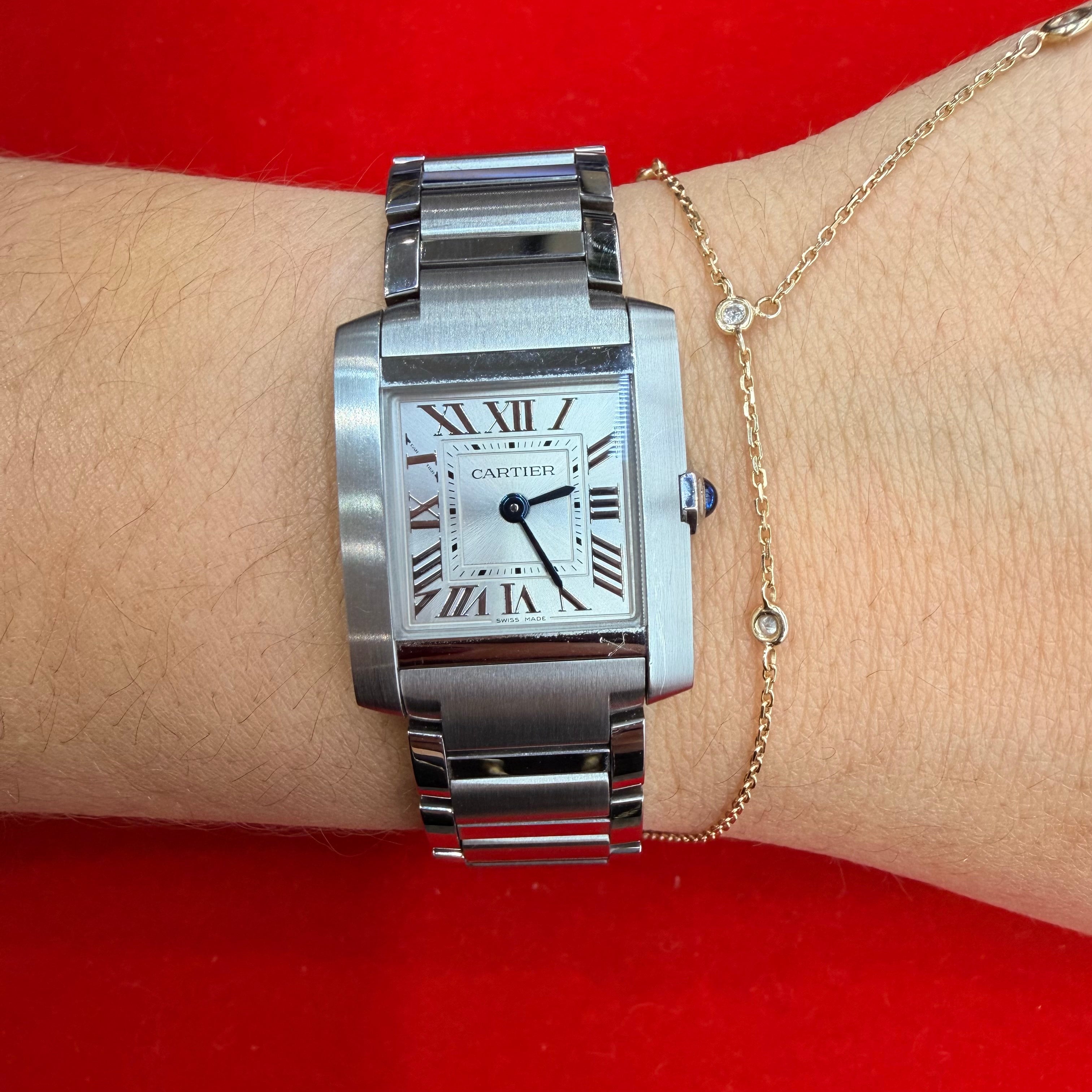 Cartier Tank Française Small Stainless Steel Quartz 2025 Wrist Watch Ref.2384 With Papers