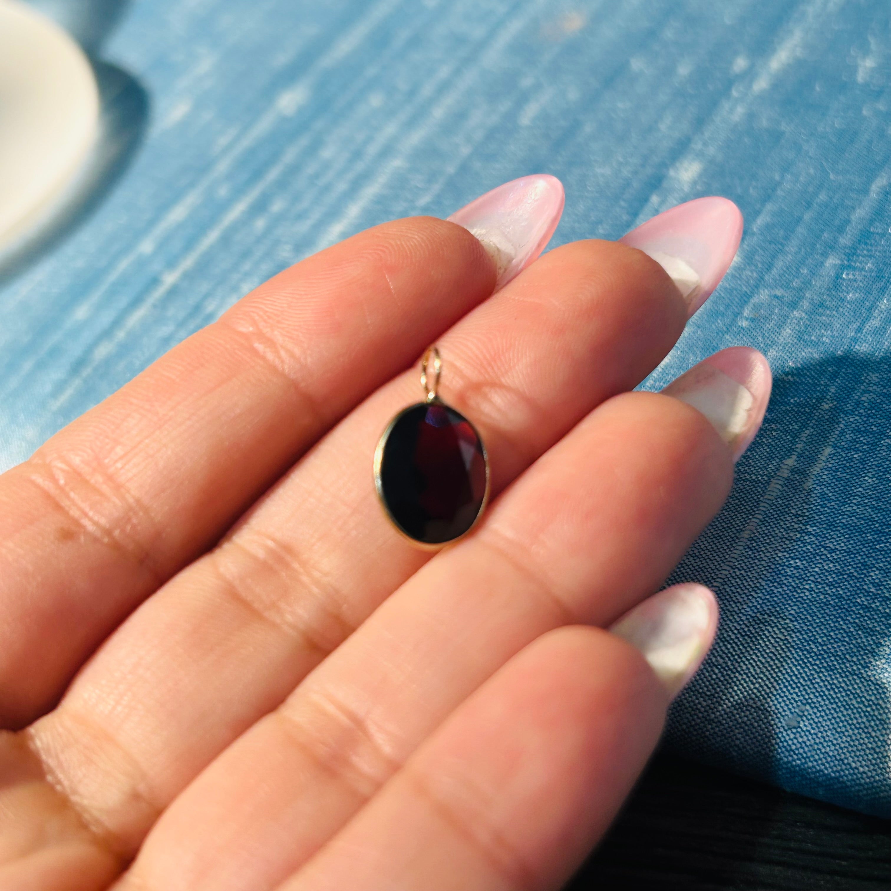 Garnet 14K Yellow Gold Charm Pendant