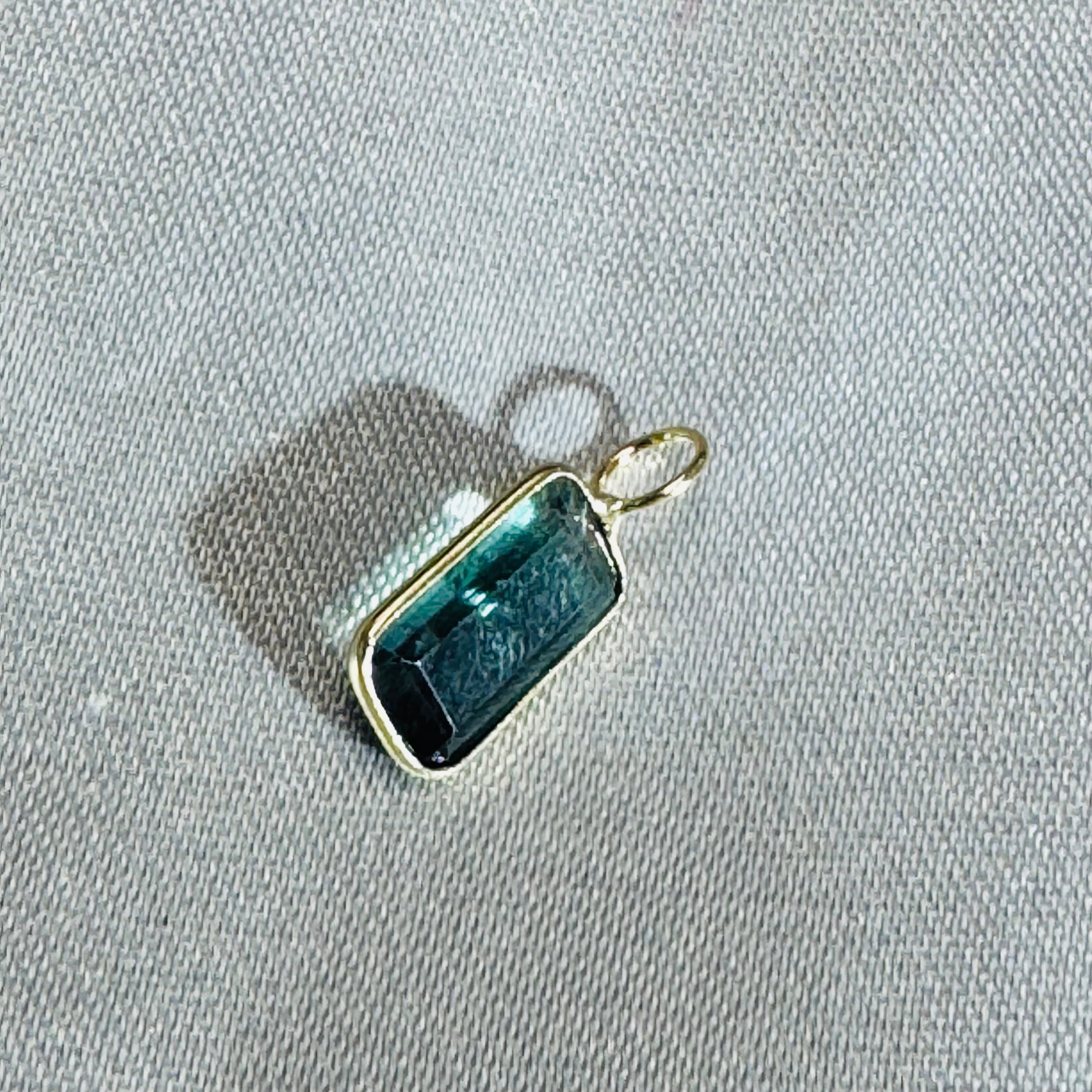 Bi Color Tourmaline Pendant 14K Yellow Gold