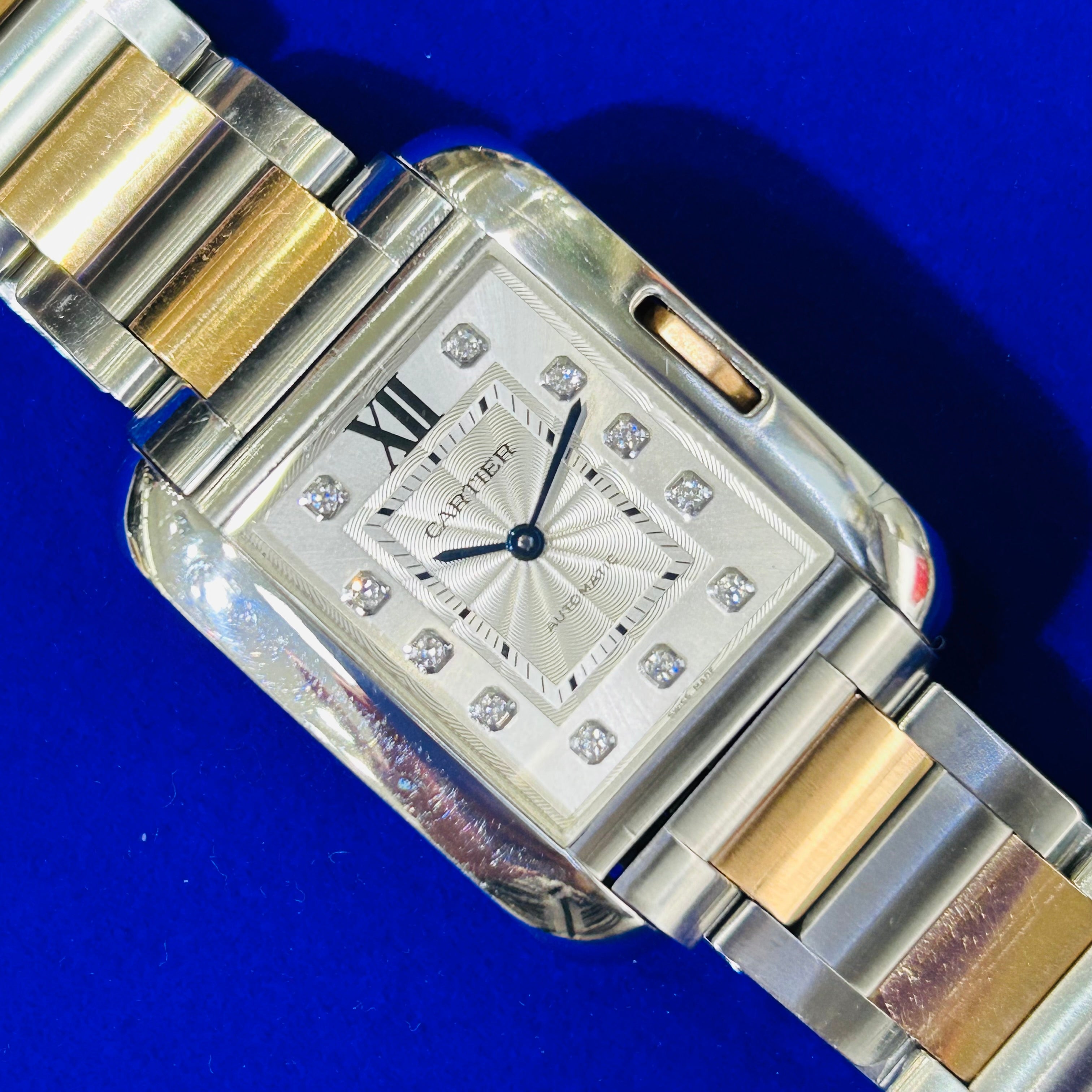 Stainless Steel & 18K Rose Gold Cartier Tank Anglaise Large Watch