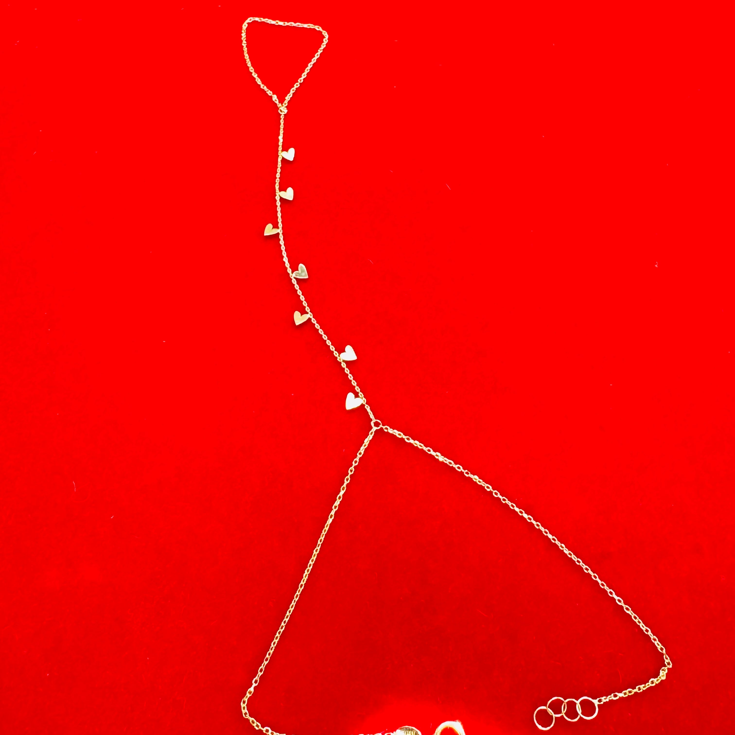 14K Yellow Gold Heart HandChain Bracelet