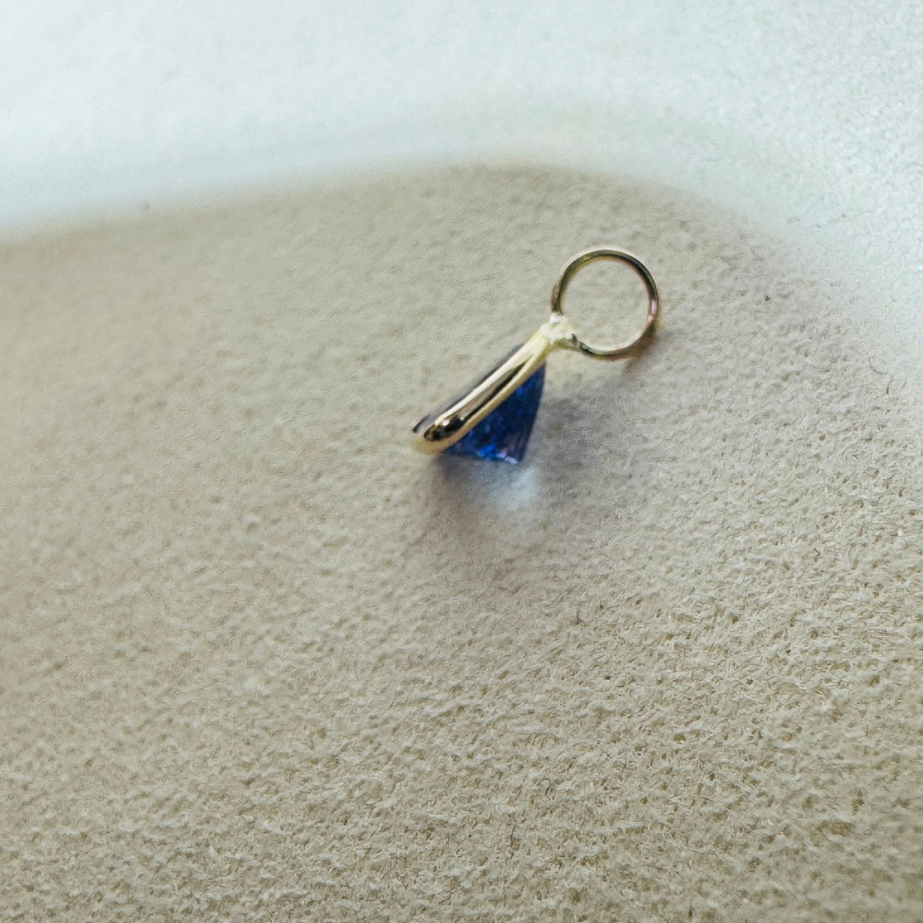 Natural Trillion Tanzanite 14K Gem Charm Pendant