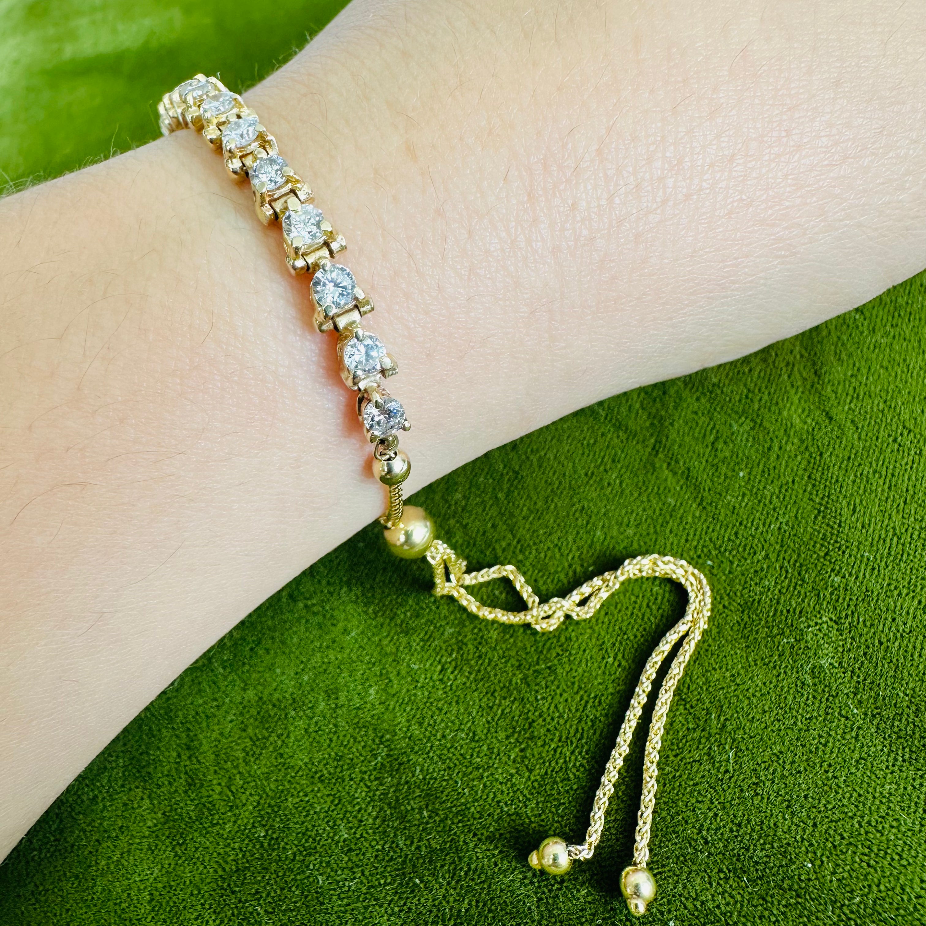 12” 14K Adjustable vintage Diamond Tennis Bracelet