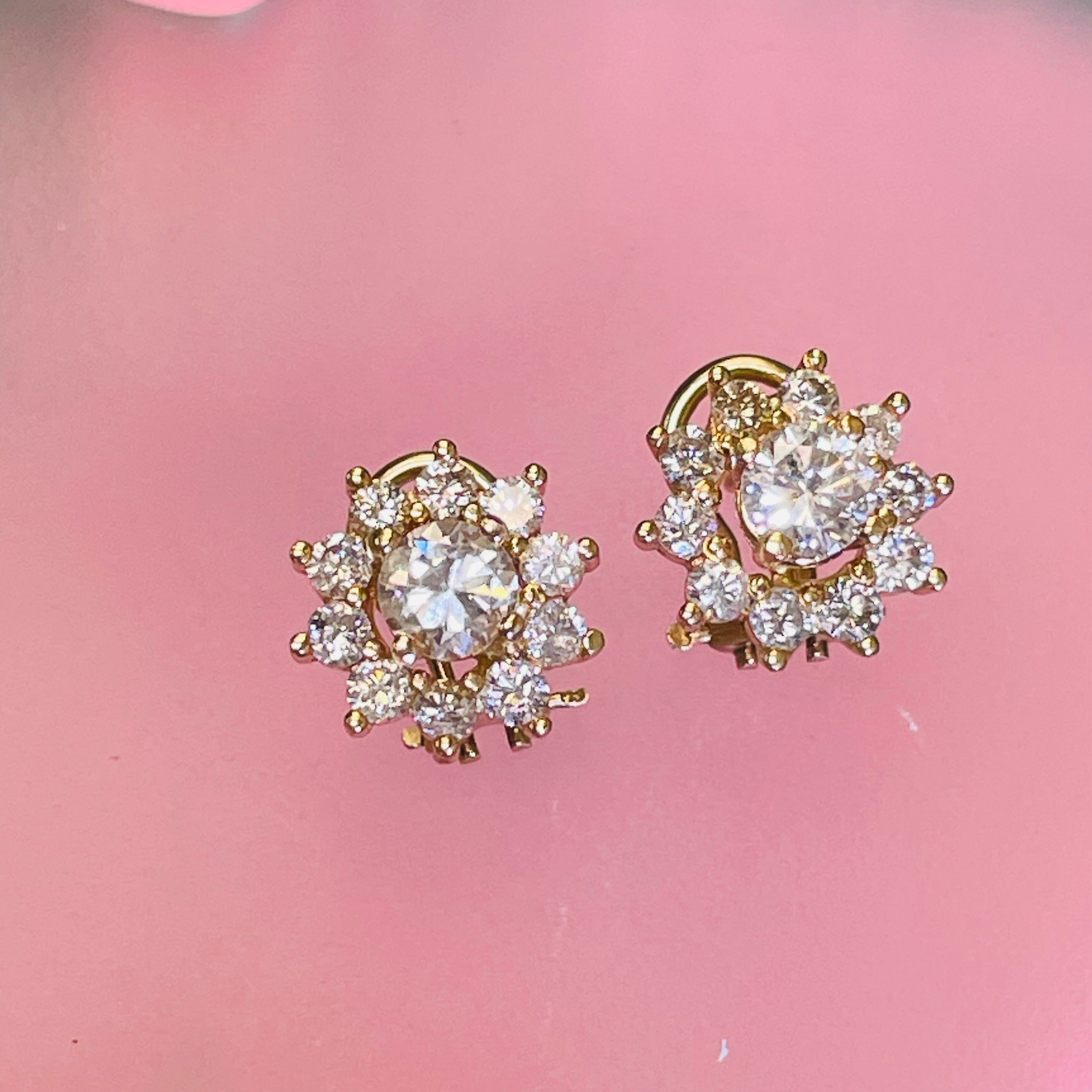2.20CTW Natural Diamond Flower Cluster Earrings