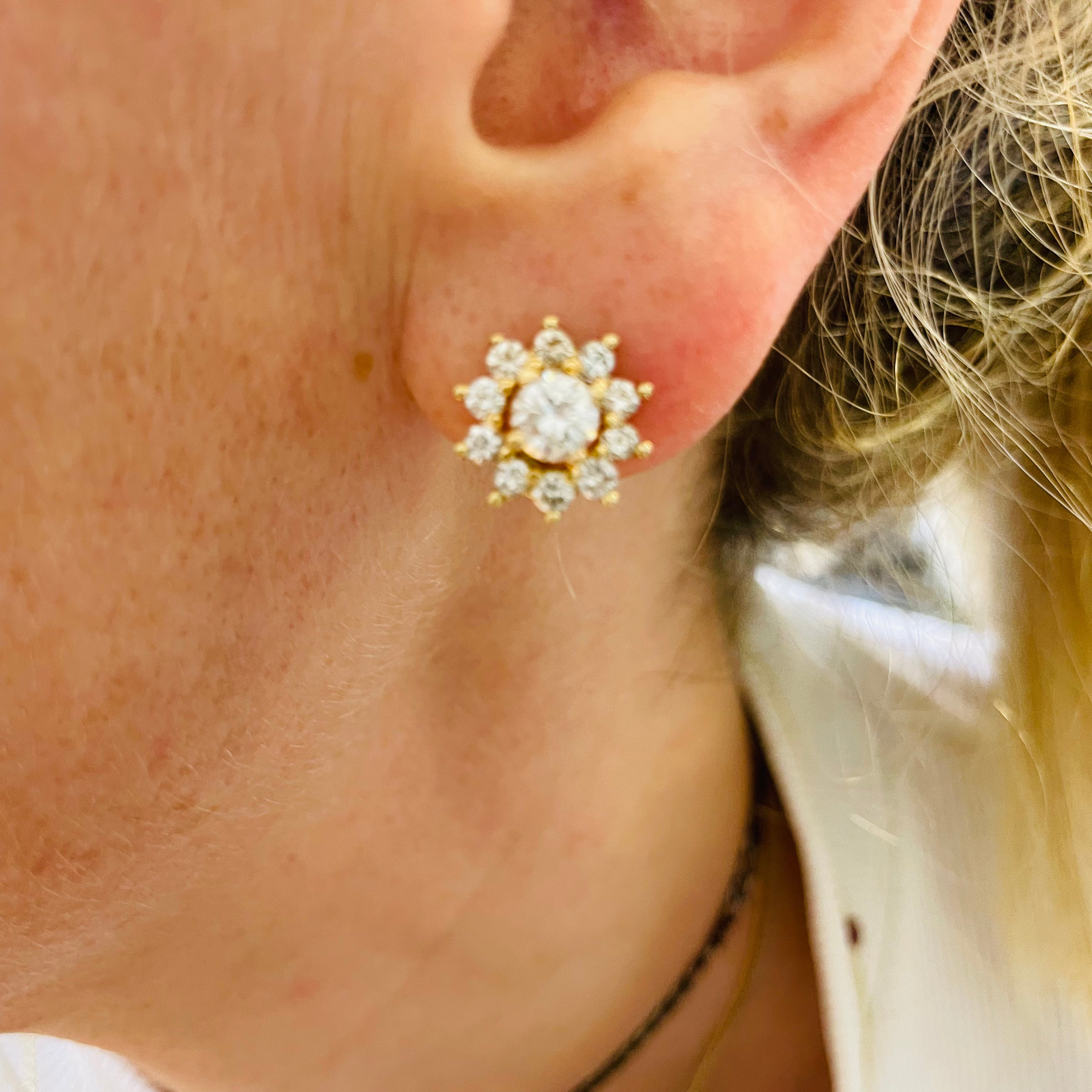 2.20CTW Natural Diamond Flower Cluster Earrings