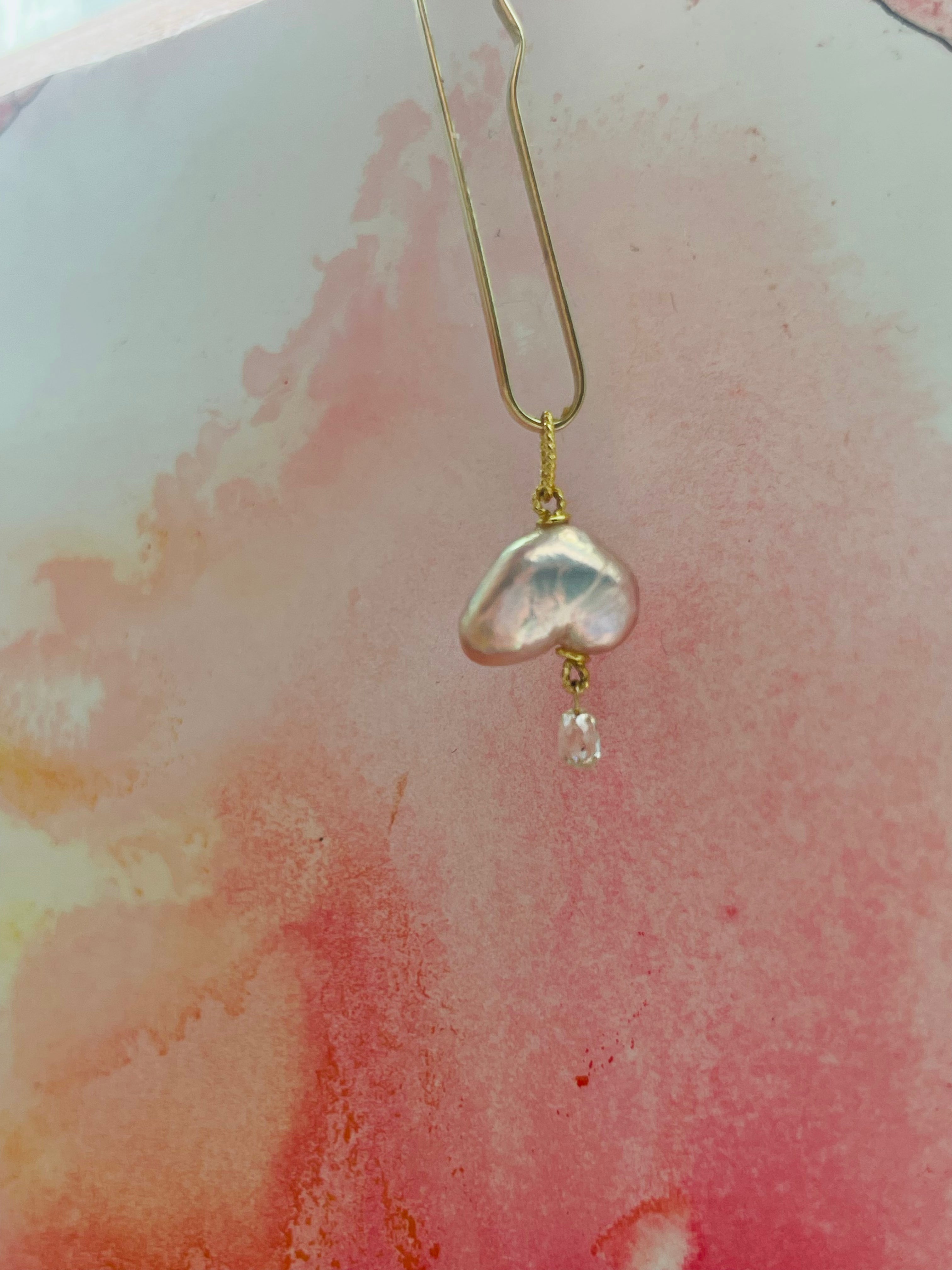 Japanese Pearl and Briolette Diamond Cloud Charm