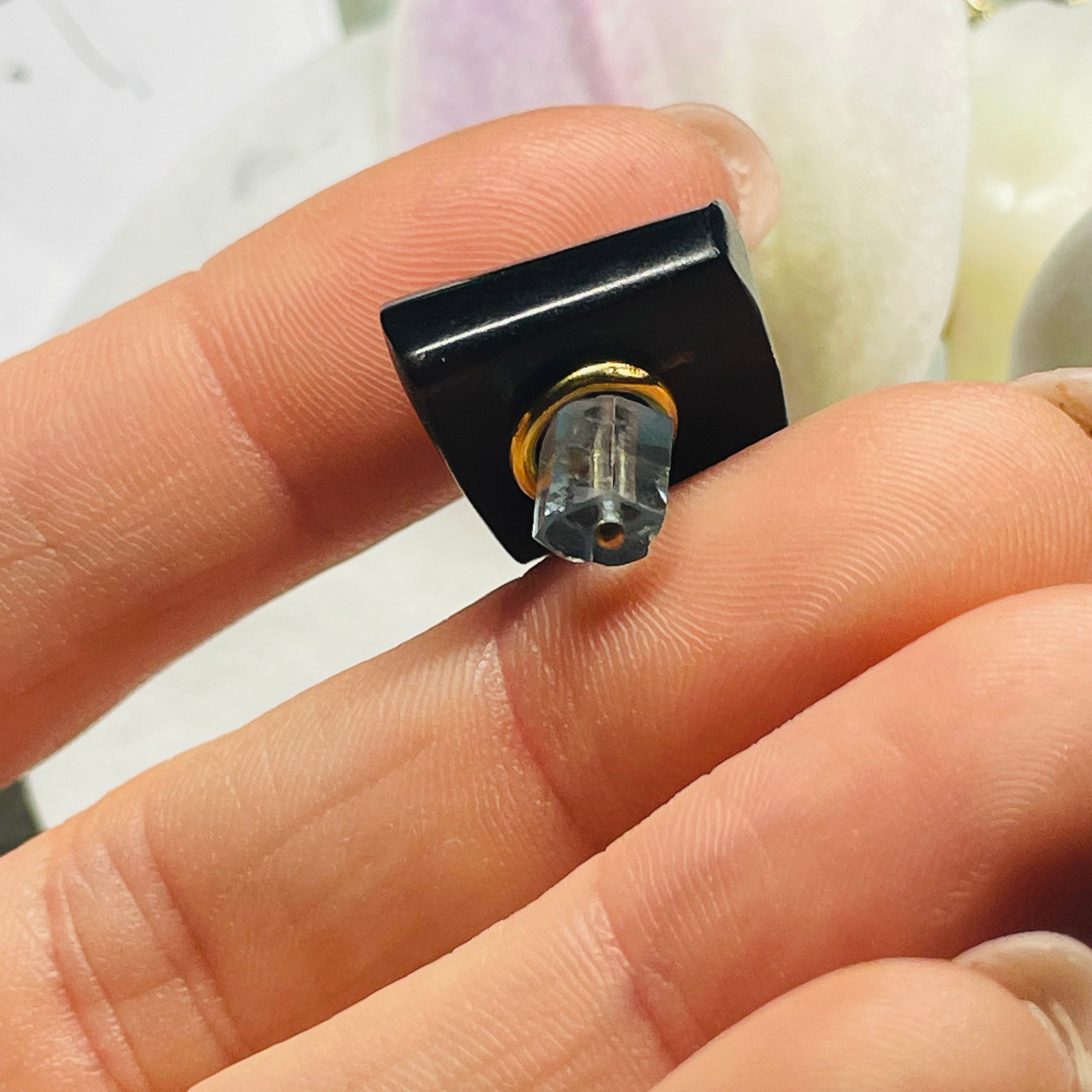 Black Coral and Aquamarine Mushroom Gem Charm Pendant