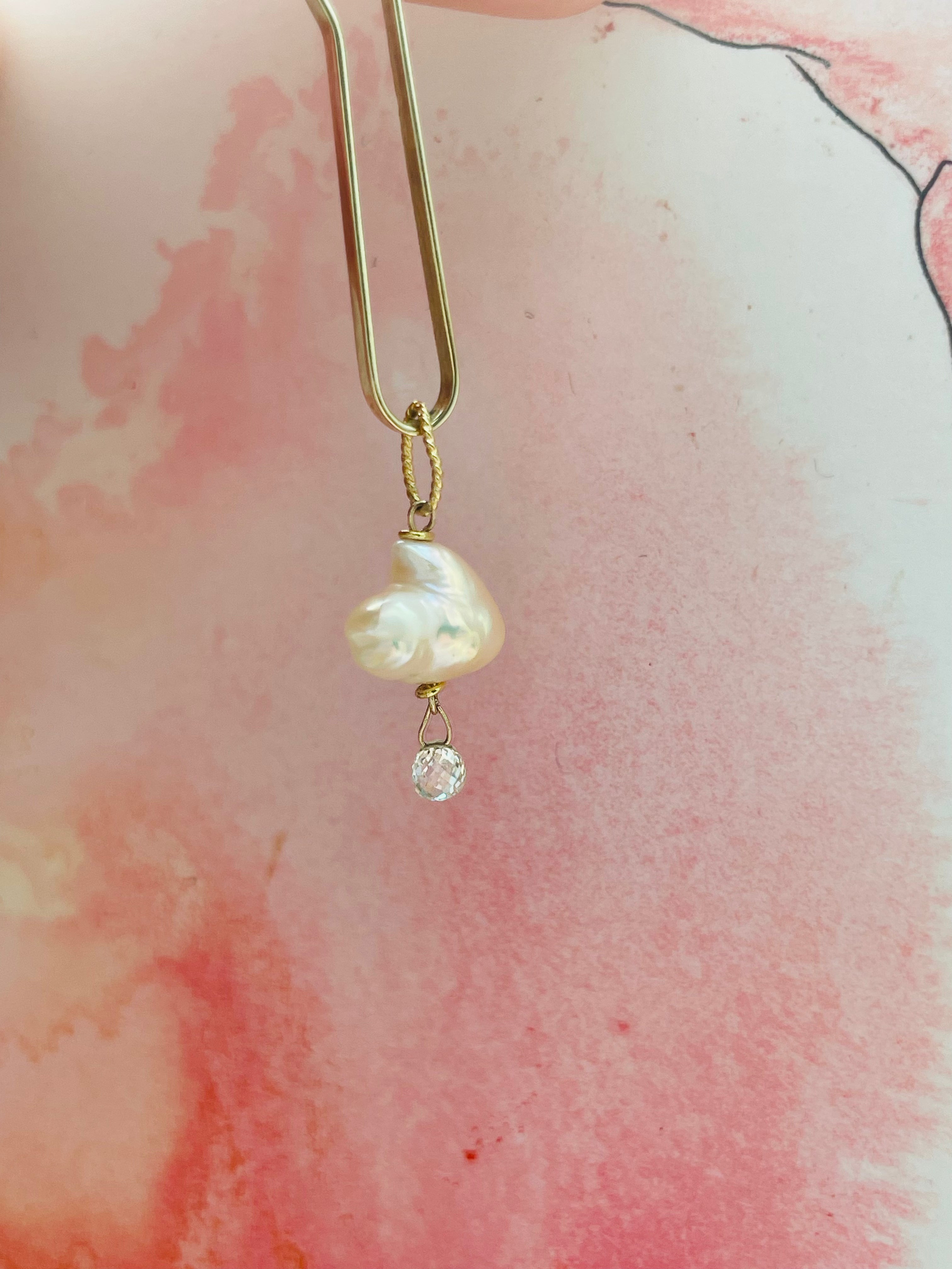 Japanese Pearl and Briolette Diamond Cloud Charm