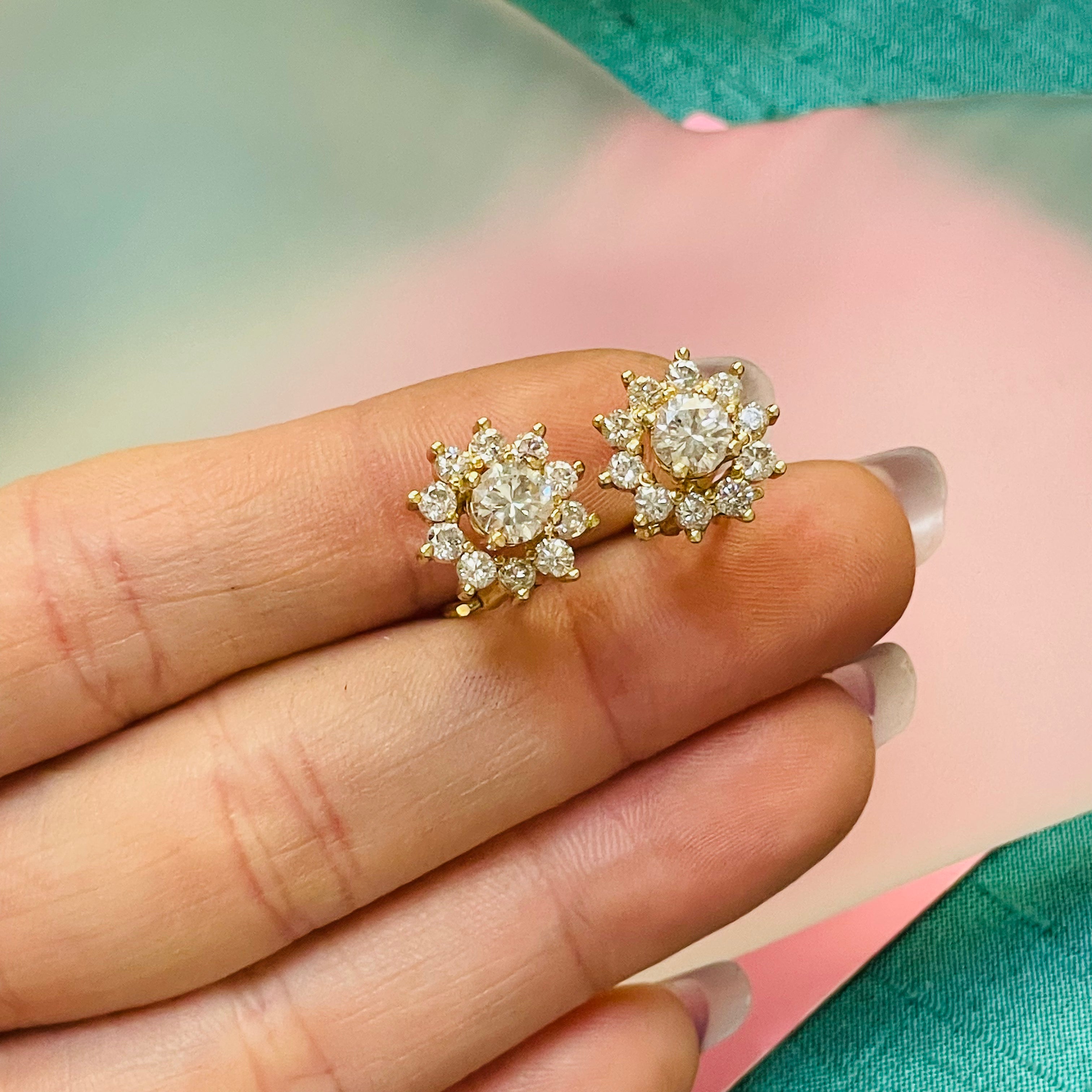 2.20CTW Natural Diamond Flower Cluster Earrings
