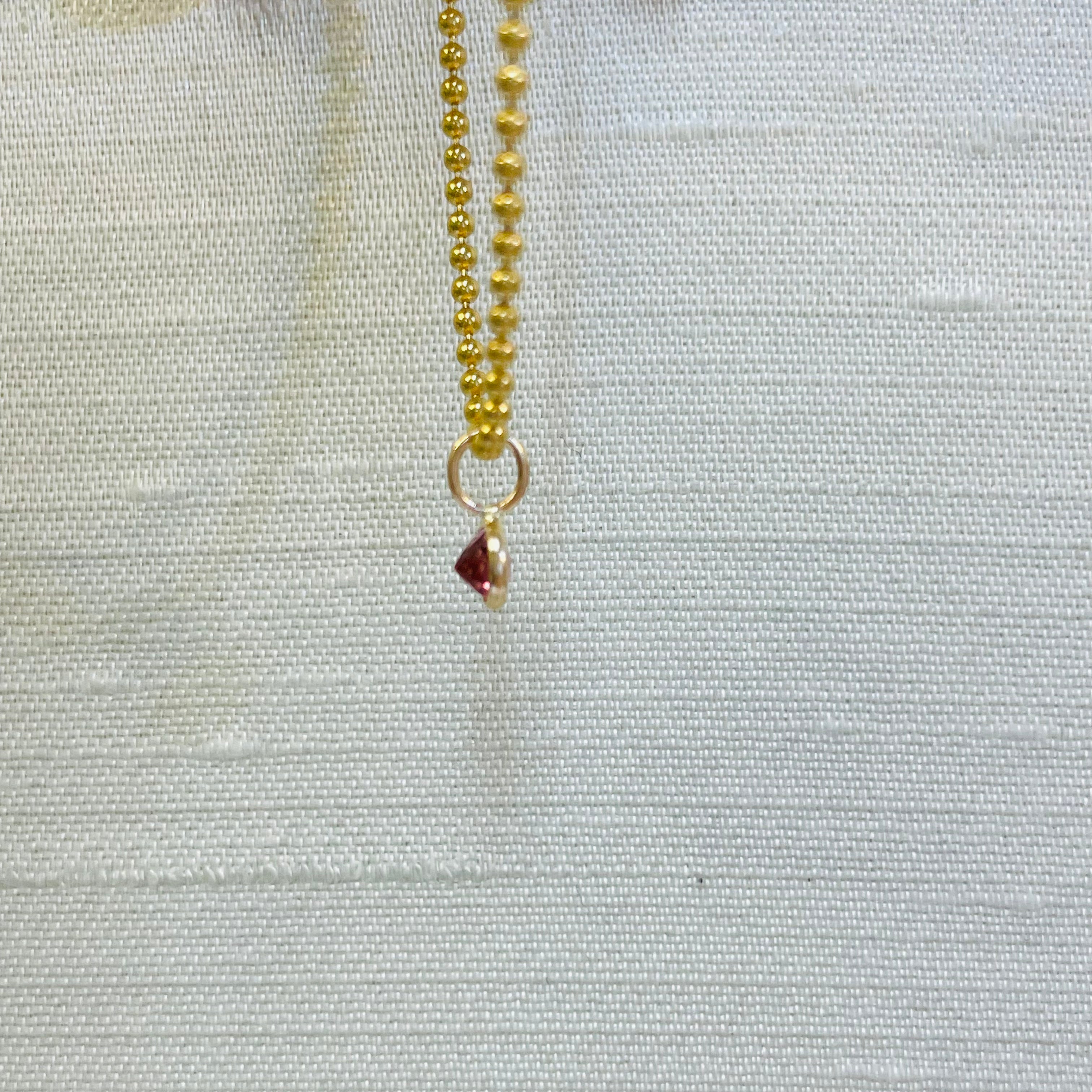 Round Pink Tourmaline 14K Yellow Gold Pendant Charm