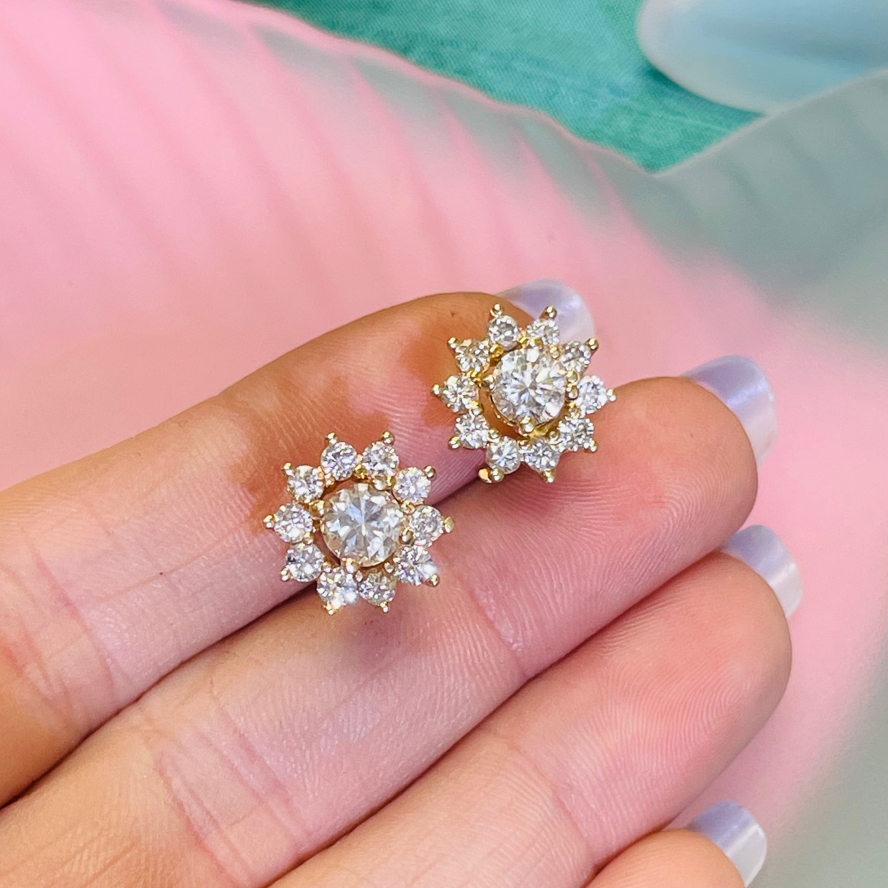 2.20CTW Natural Diamond Flower Cluster Earrings