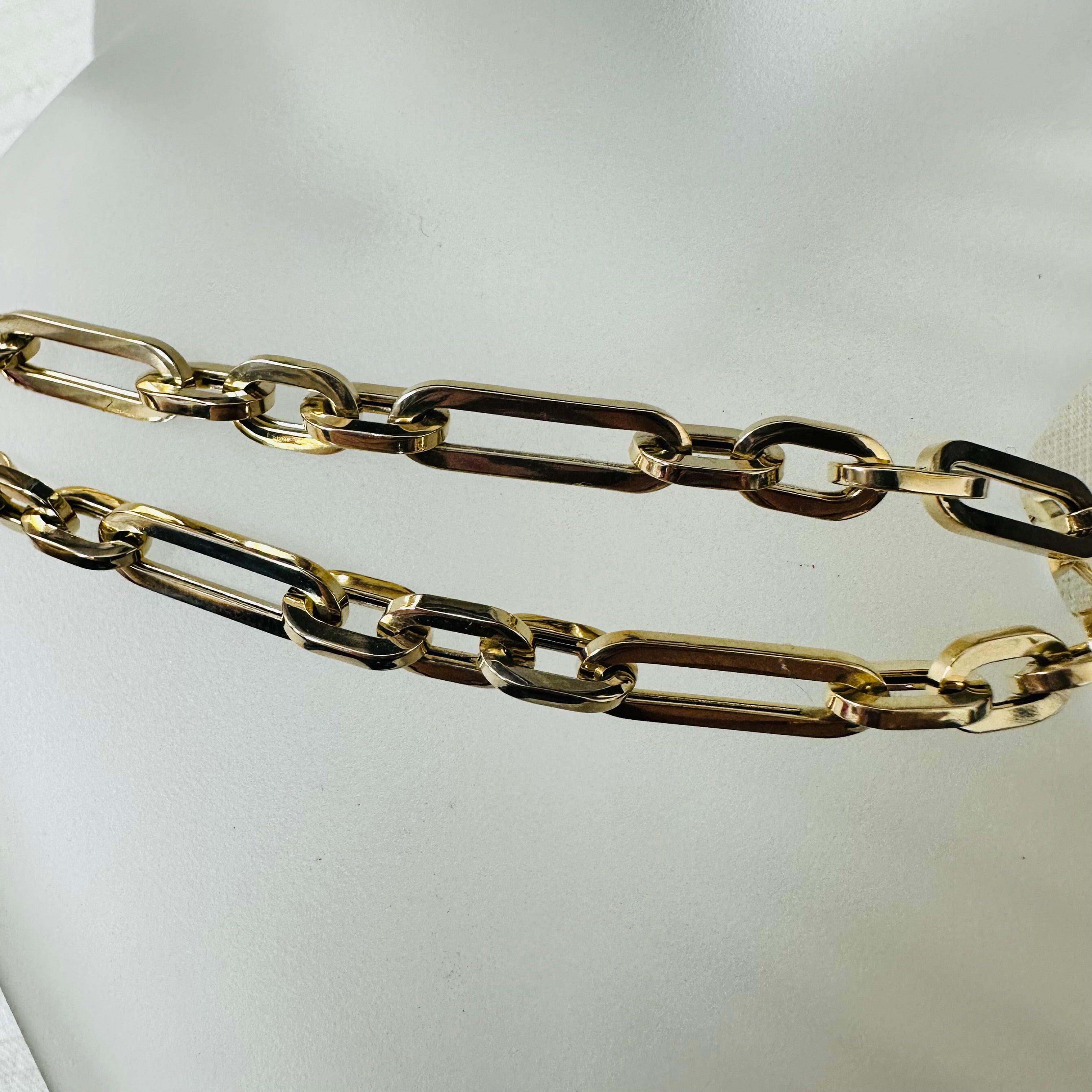 14K 3.99mm Yellow Gold Paper Clip Mix 7.85" Bracelet