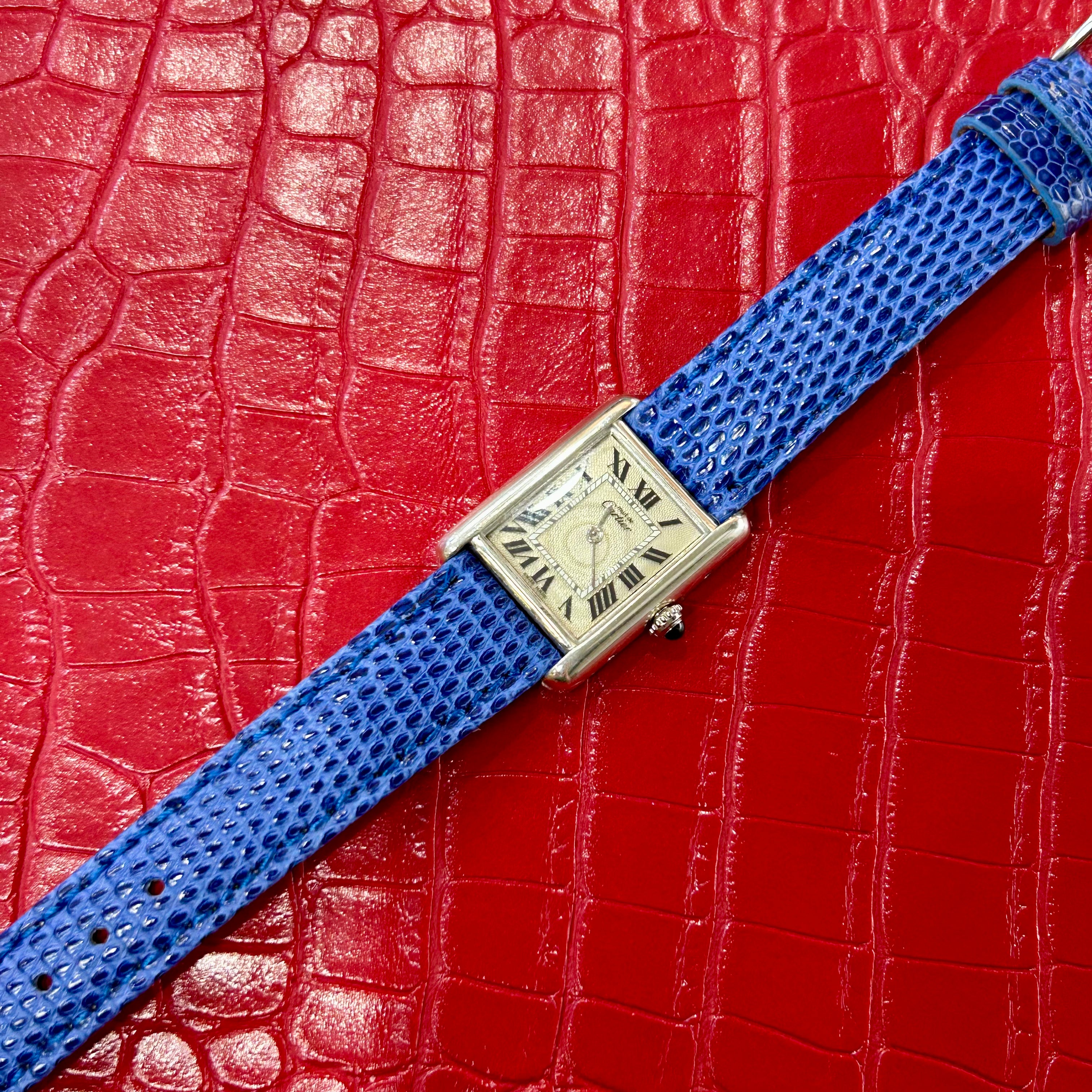 Vintage Cartier Must De | Ref 2416 | 22mm | Silver| Blue Leather Strap