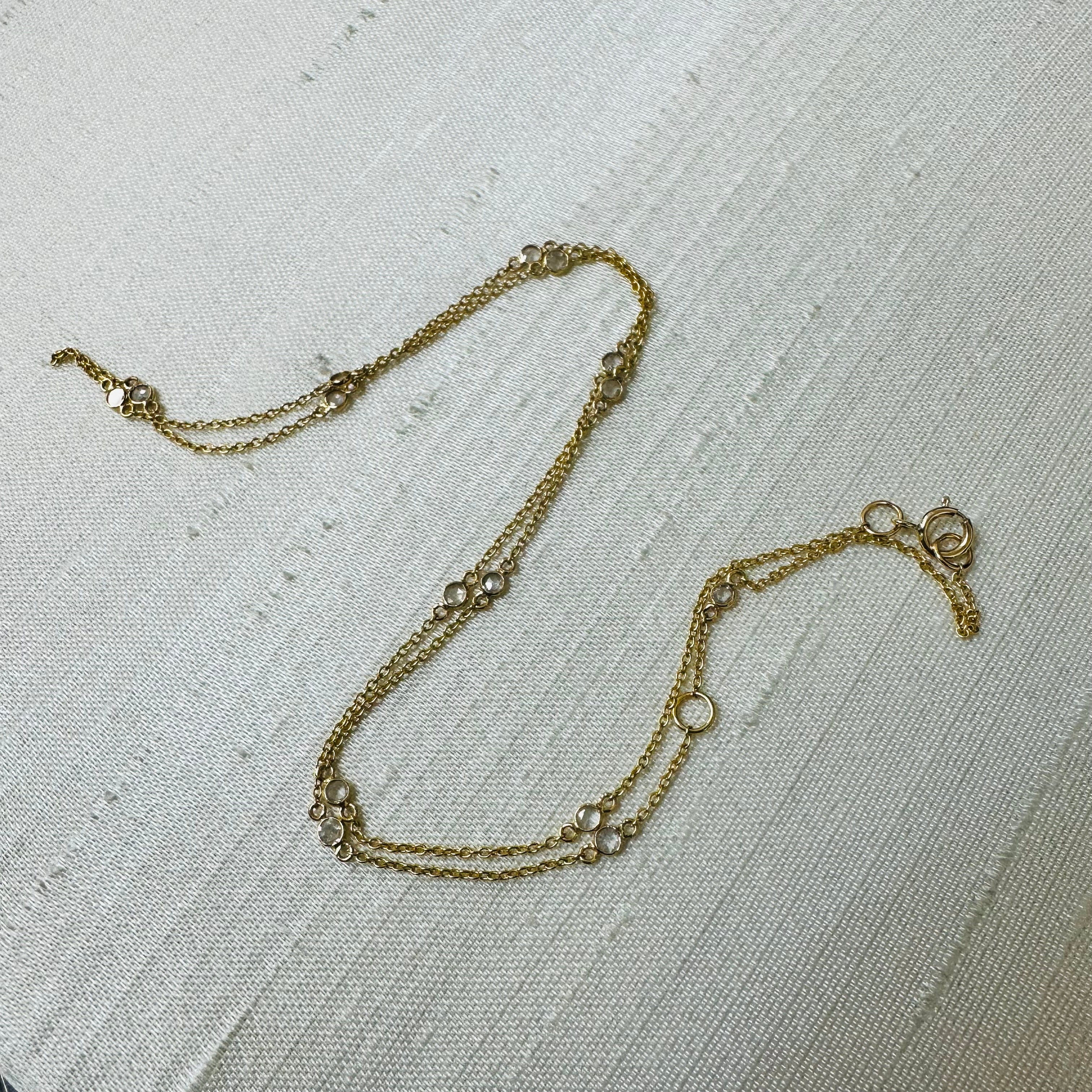 18K 18" Yellow Gold Rose Cut Diamonds By The Yard Necklace