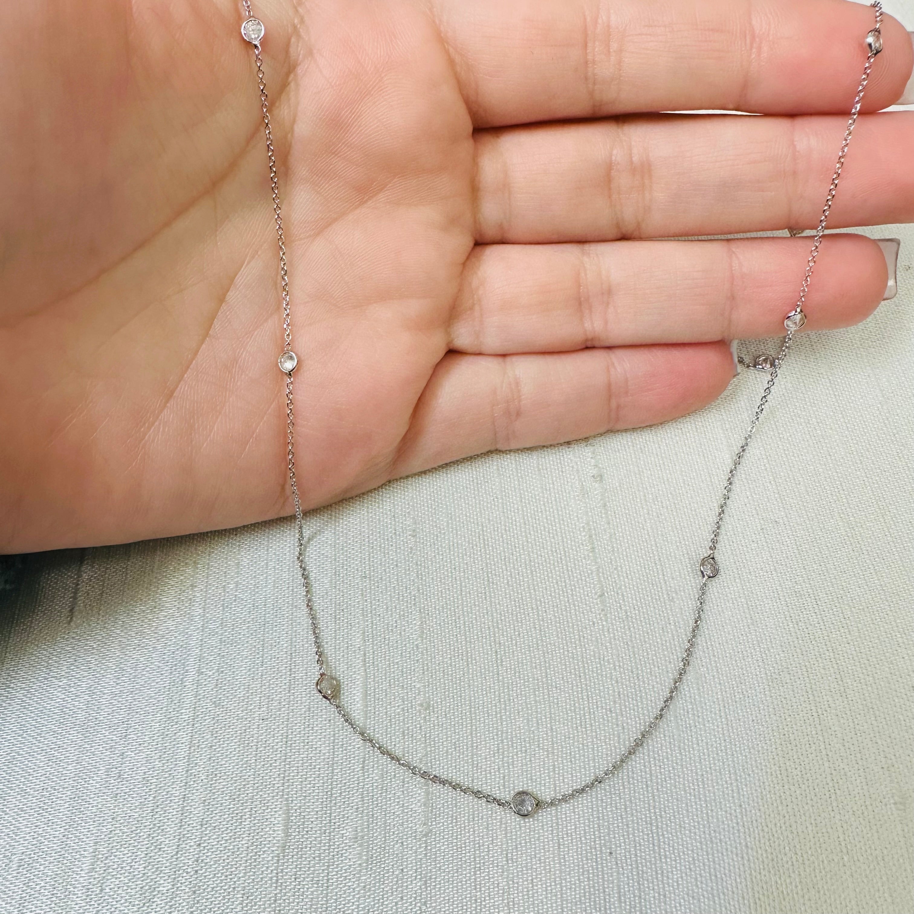 14K White Gold 28" Diamond By The Yard Necklace